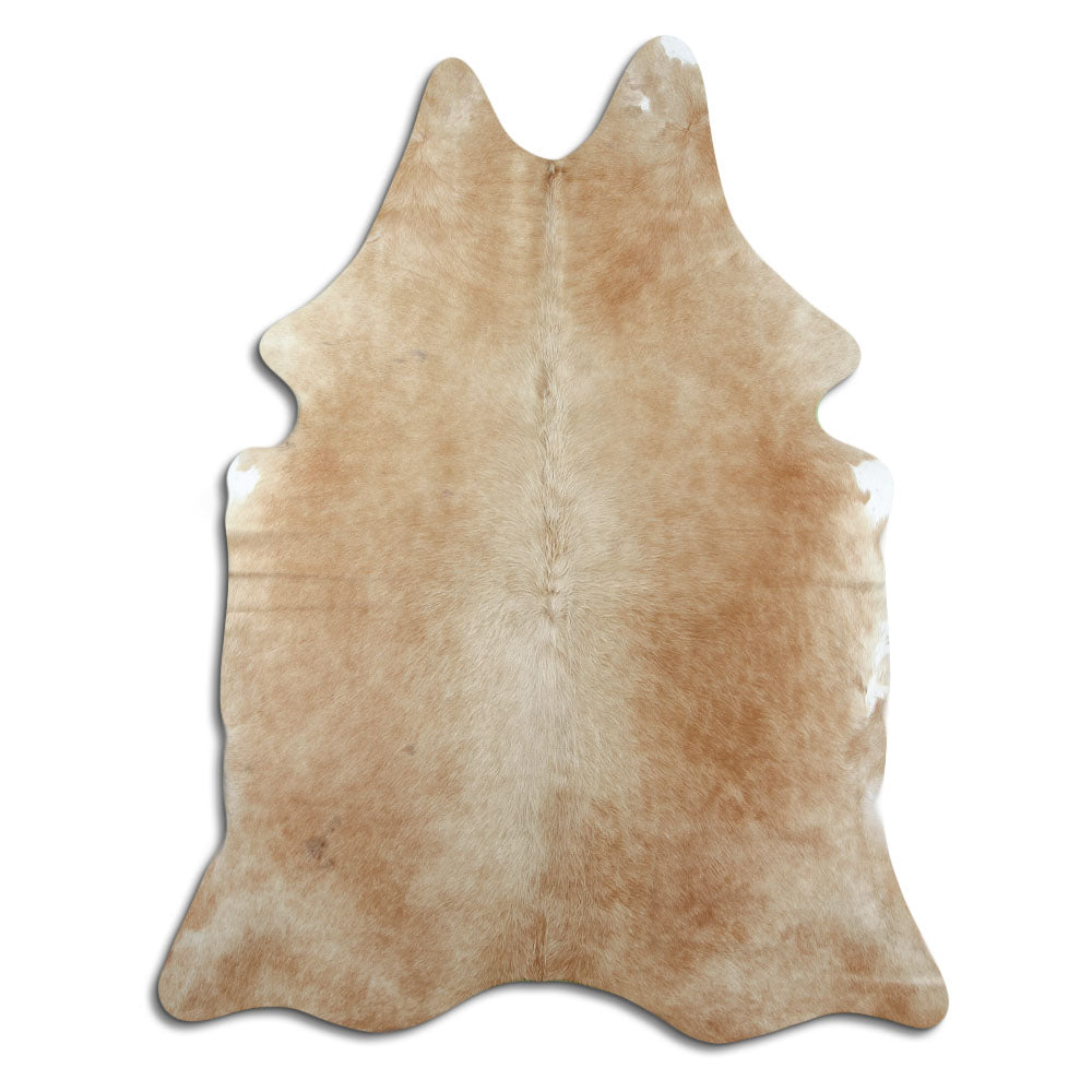 Peau de vache marron d’environ 200 × 160 cm, vue de dessus : exactement la peau que vous recevez