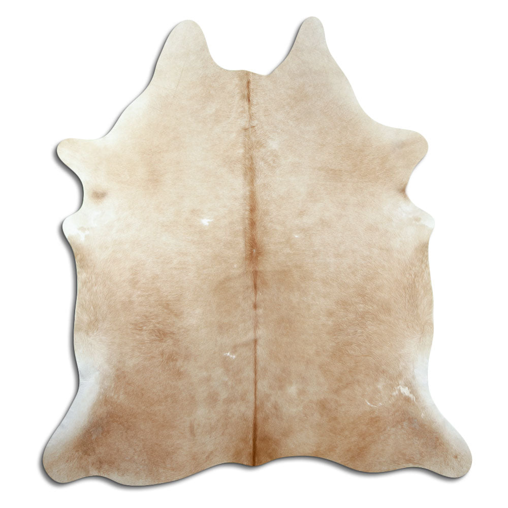 Peau de vache marron d’environ 200 × 190 cm, vue de dessus : exactement la peau que vous recevez