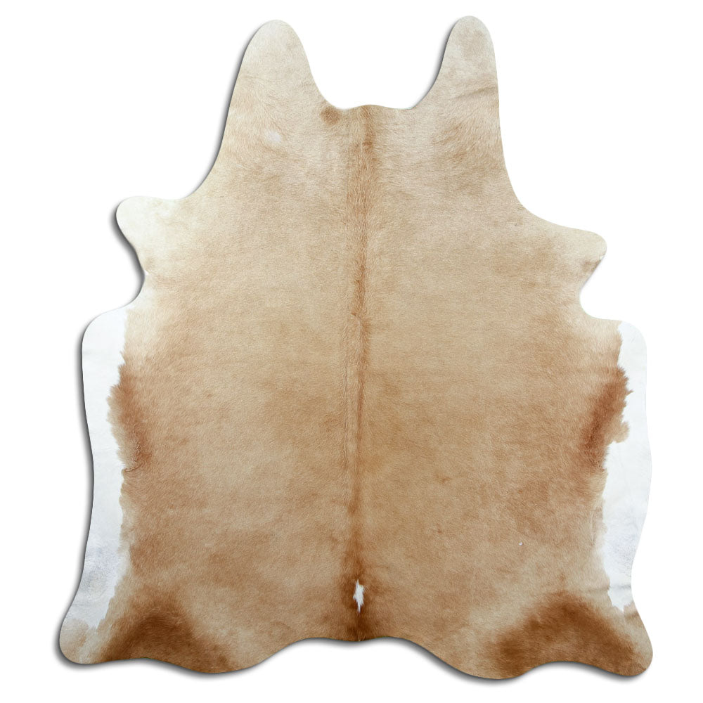 Peau de vache marron d’environ 200 × 180 cm, vue de dessus : exactement la peau que vous recevez