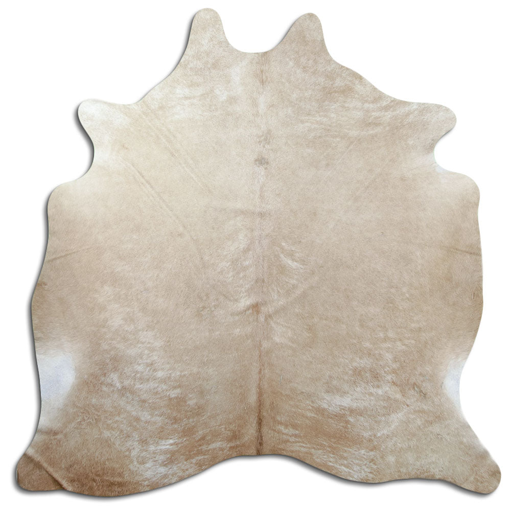 Peau de vache marron d’environ 200 × 190 cm, vue de dessus : exactement la peau que vous recevez