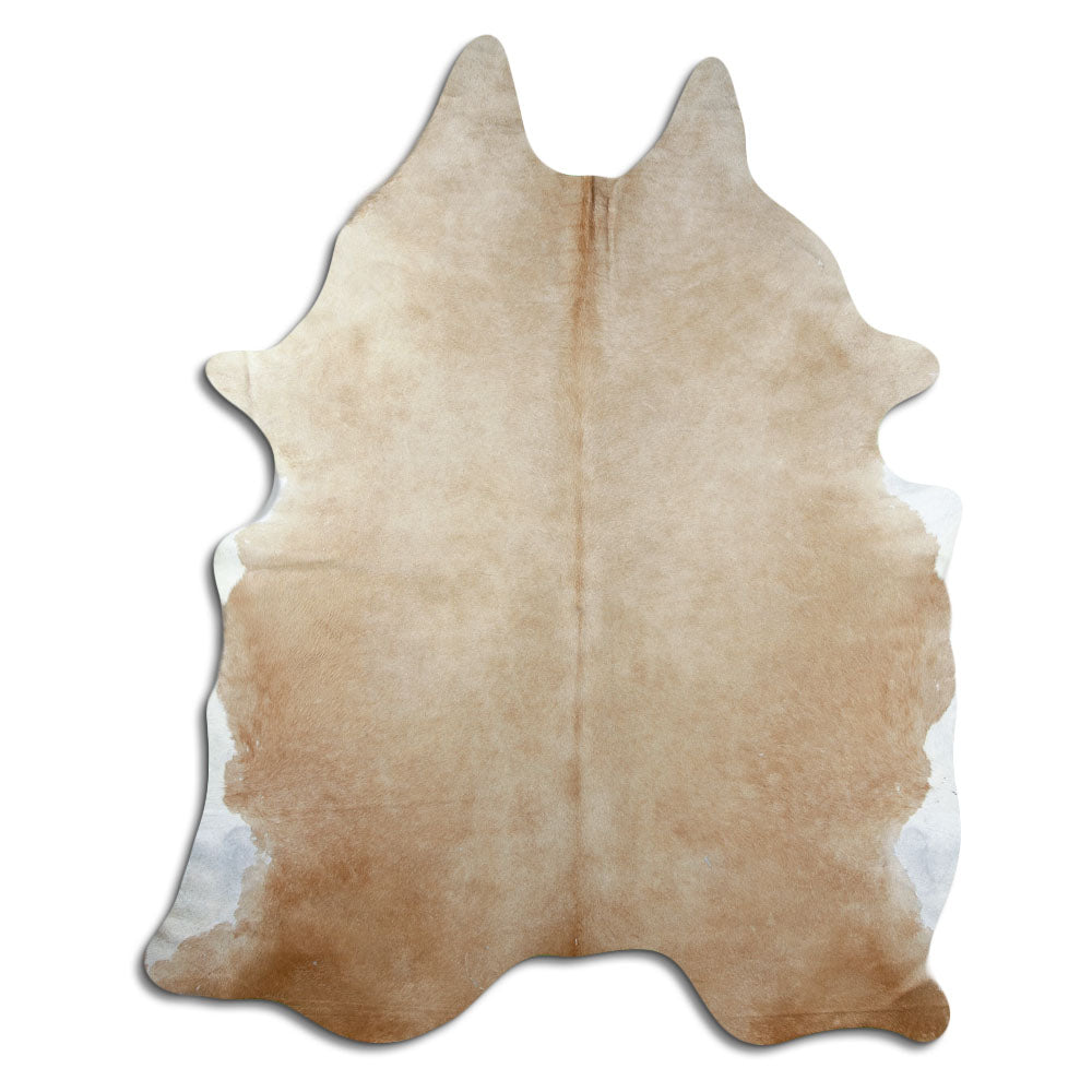 Peau de vache marron d’environ 240 × 190 cm, vue de dessus : exactement la peau que vous recevez