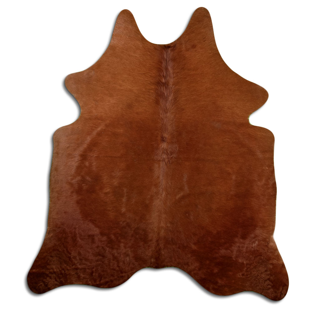 Peau de vache marron d’environ 200 × 180 cm, vue de dessus : exactement la peau que vous recevez