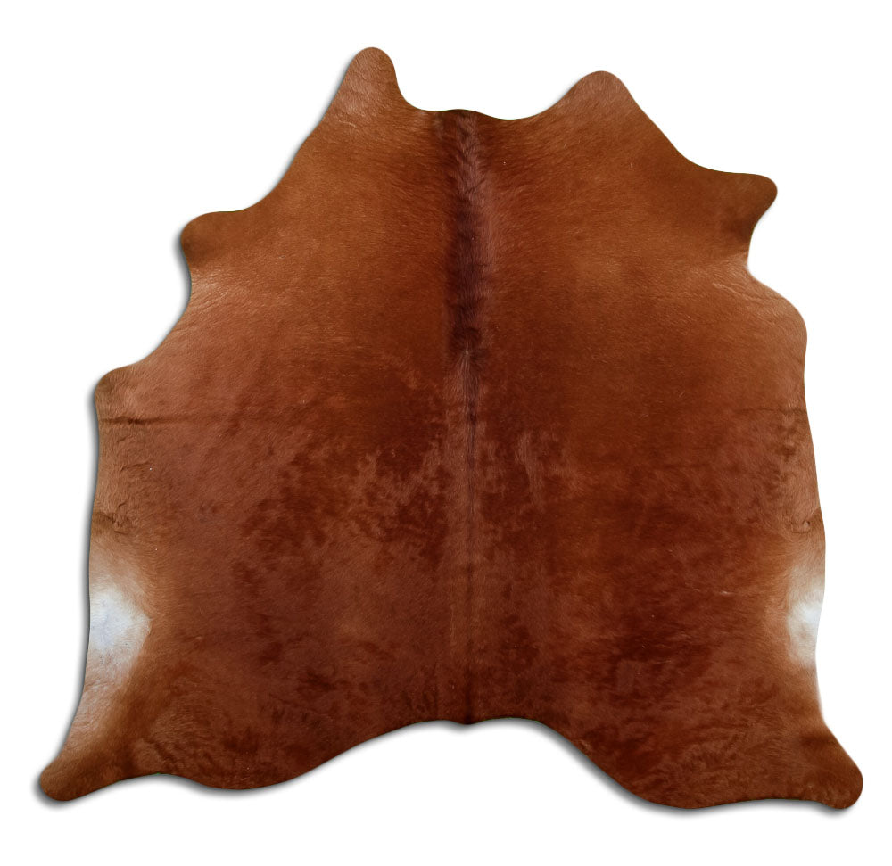 Peau de vache marron d’environ 170 × 180 cm, vue de dessus : exactement la peau que vous recevez