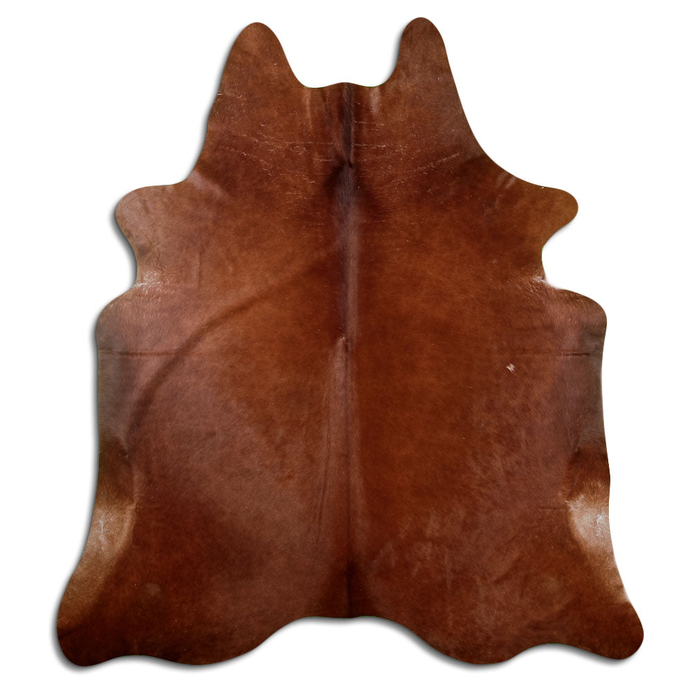Peau de vache marron d’environ 220 × 190 cm, vue de dessus : exactement la peau que vous recevez
