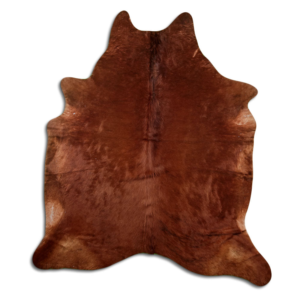 Peau de vache marron d’environ 210 × 180 cm, vue de dessus : exactement la peau que vous recevez