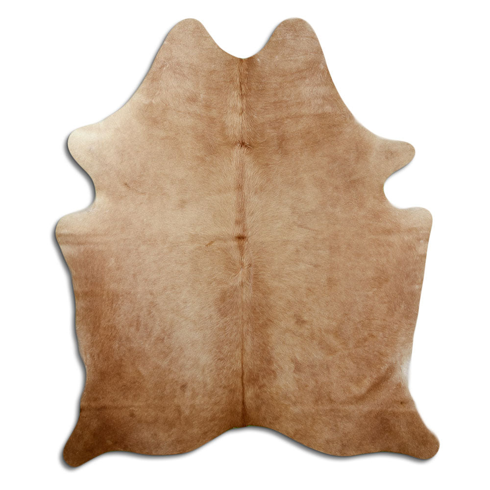 Peau de vache marron d’environ 190 × 160 cm, vue de dessus : exactement la peau que vous recevez