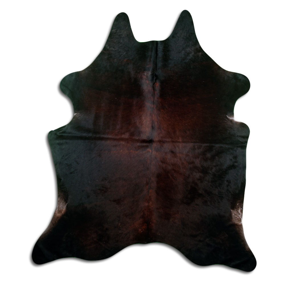 Peau de vache marron d’environ 200 × 180 cm, vue de dessus : exactement la peau que vous recevez