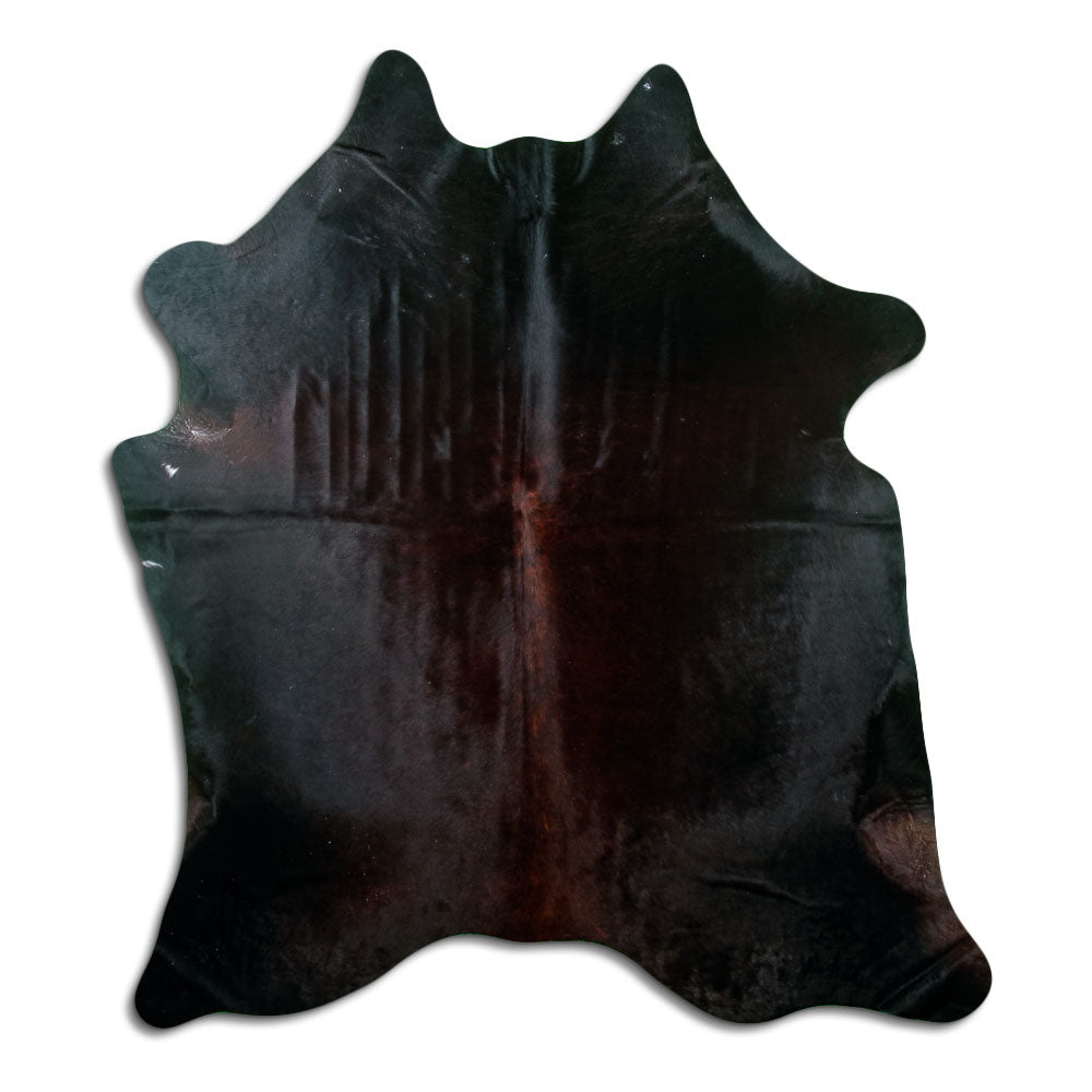 Peau de vache marron d’environ 200 × 170 cm, vue de dessus : exactement la peau que vous recevez