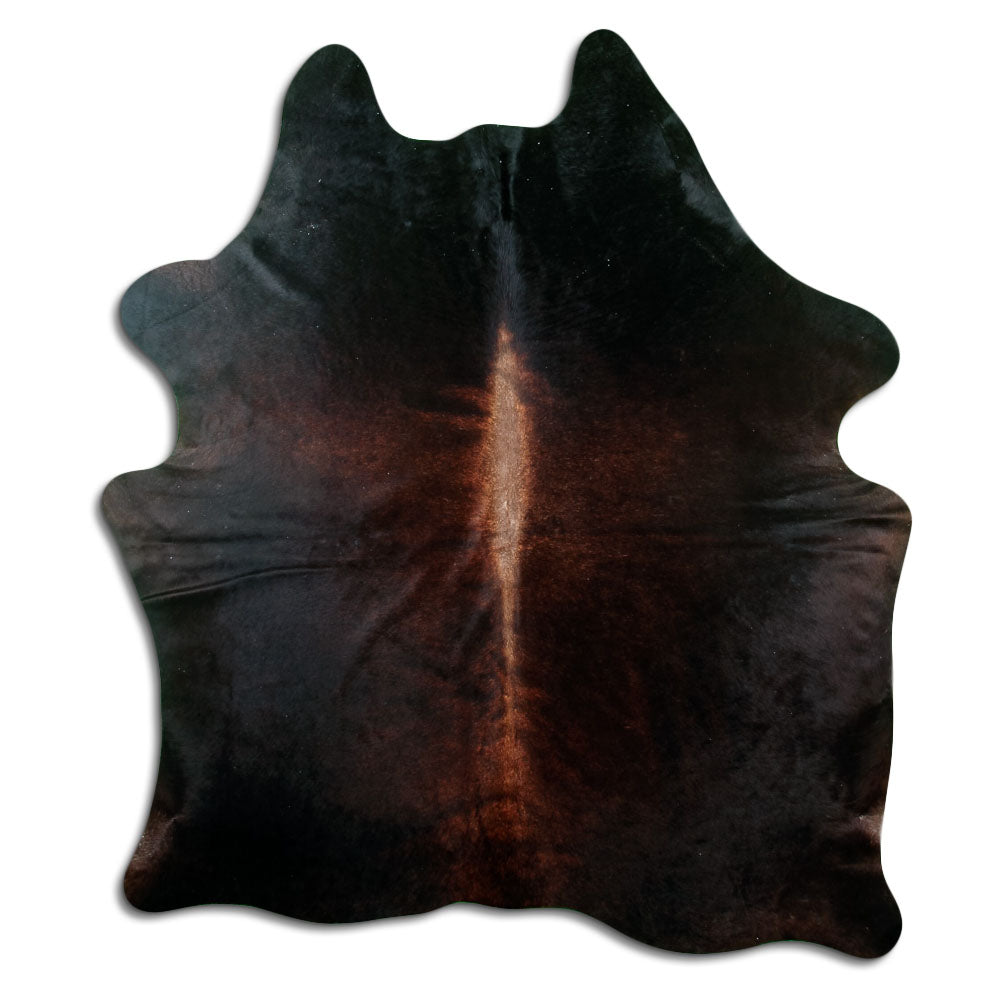 Peau de vache marron d’environ 200 × 170 cm, vue de dessus : exactement la peau que vous recevez