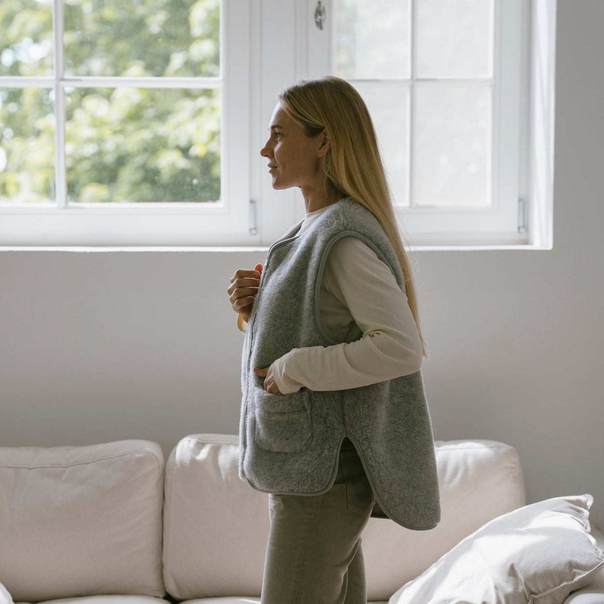 Gilet en mérinos « Island » gris