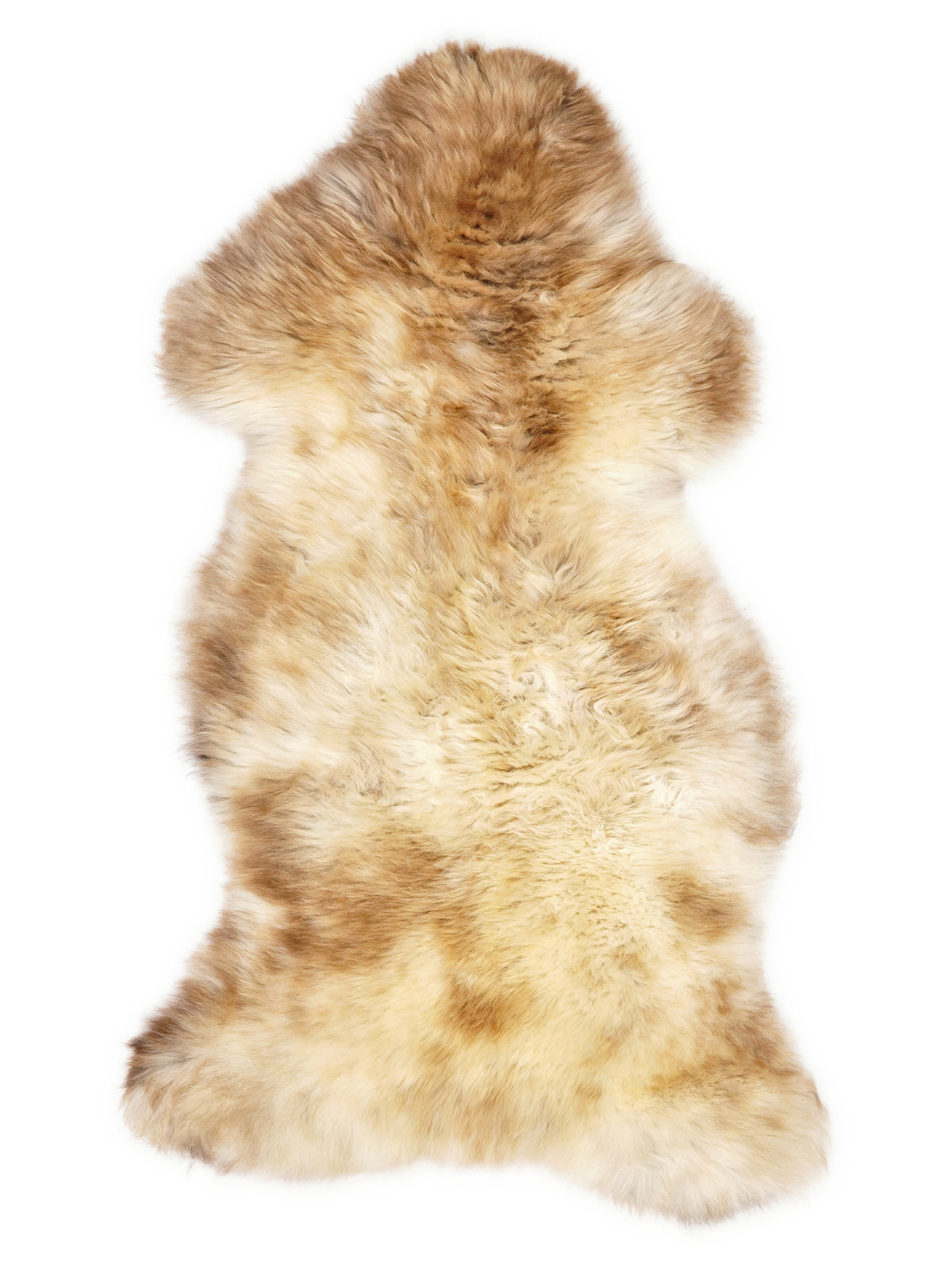 Peau de mouton multicolore britannique d’environ 115 × 55 cm, vue de dessus : exactement la peau que vous recevez