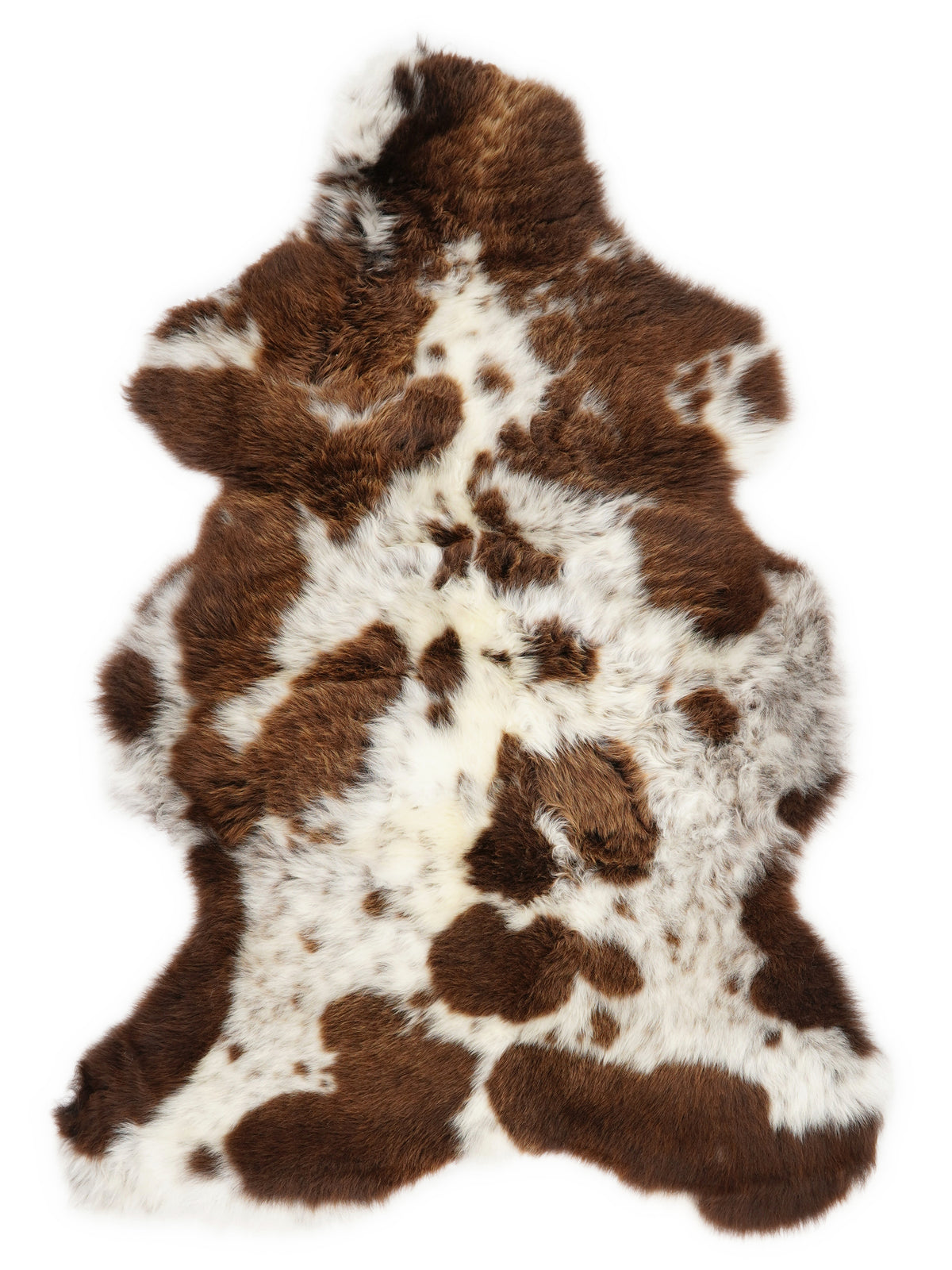 Peau de mouton multicolore britannique d’environ 110 × 65 cm, vue de dessus : exactement la peau que vous recevez