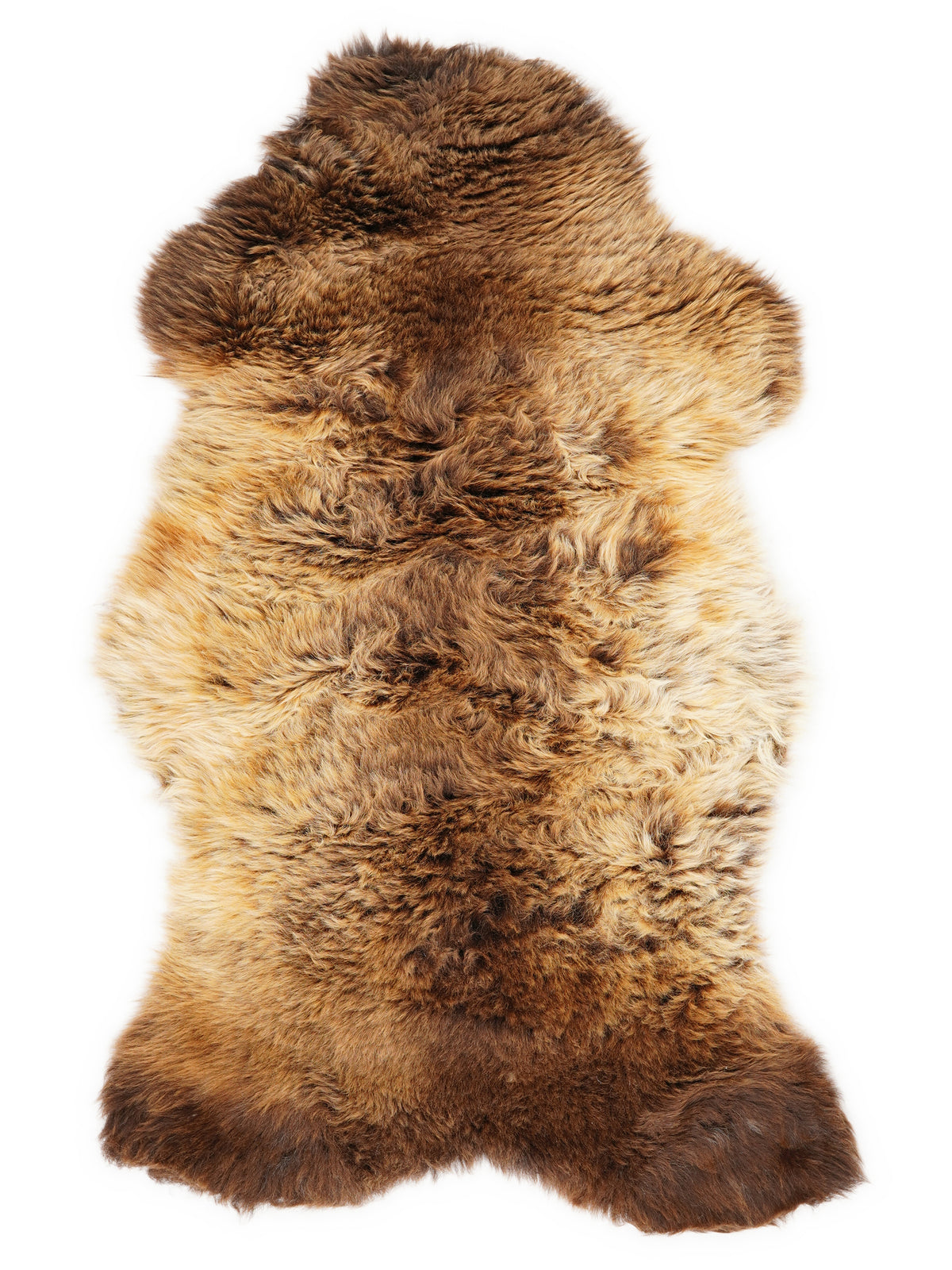 Peau de mouton multicolore britannique d’environ 105 × 55 cm, vue de dessus : exactement la peau que vous recevez