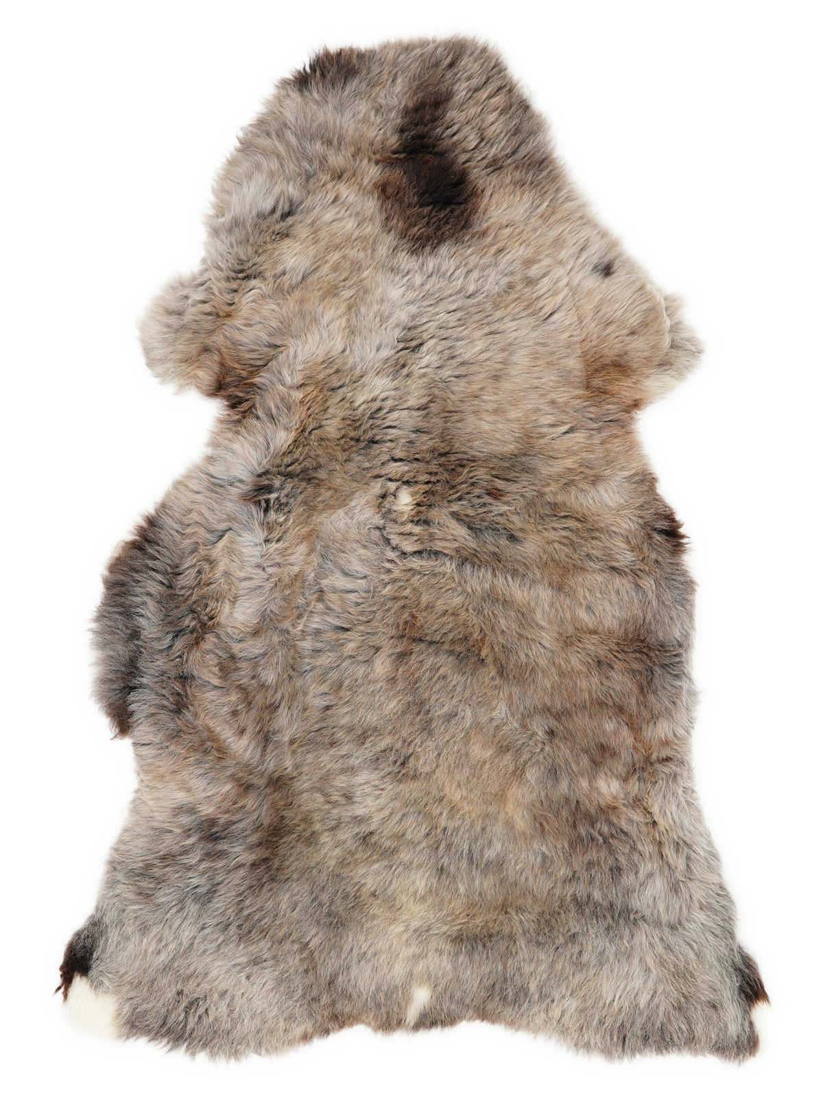 Peau de mouton multicolore britannique d’environ 140 × 75 cm, vue de dessus : exactement la peau que vous recevez