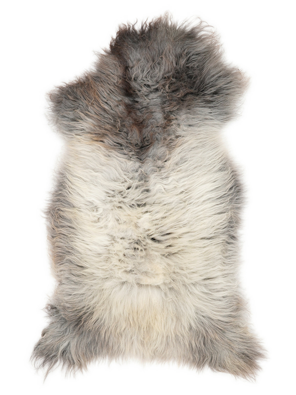 Peau de mouton multicolore britannique d’environ 120 × 60 cm, vue de dessus : exactement la peau que vous recevez