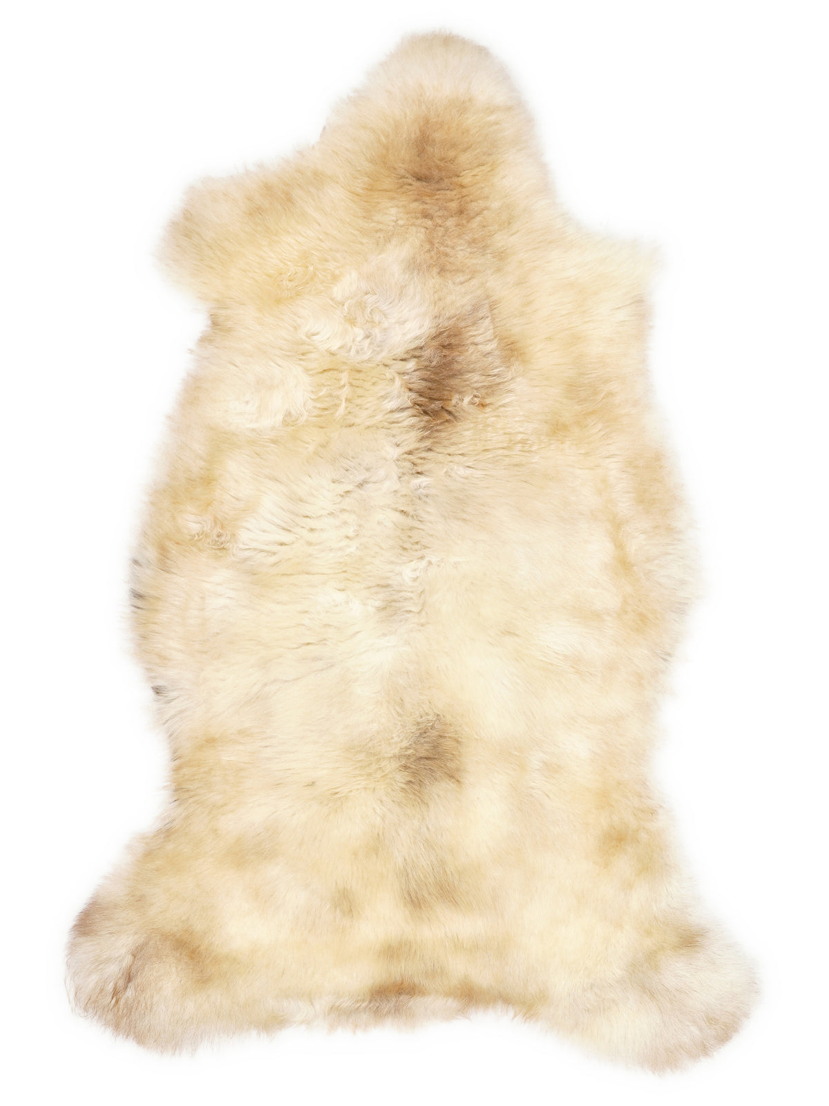 Peau de mouton multicolore britannique d’environ 110 × 55 cm, vue de dessus : exactement la peau que vous recevez