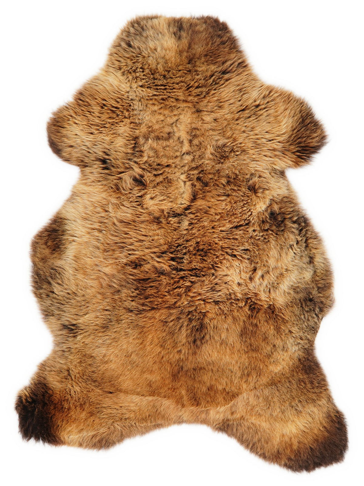 Peau de mouton multicolore britannique d’environ 110 × 65 cm, vue de dessus : exactement la peau que vous recevez