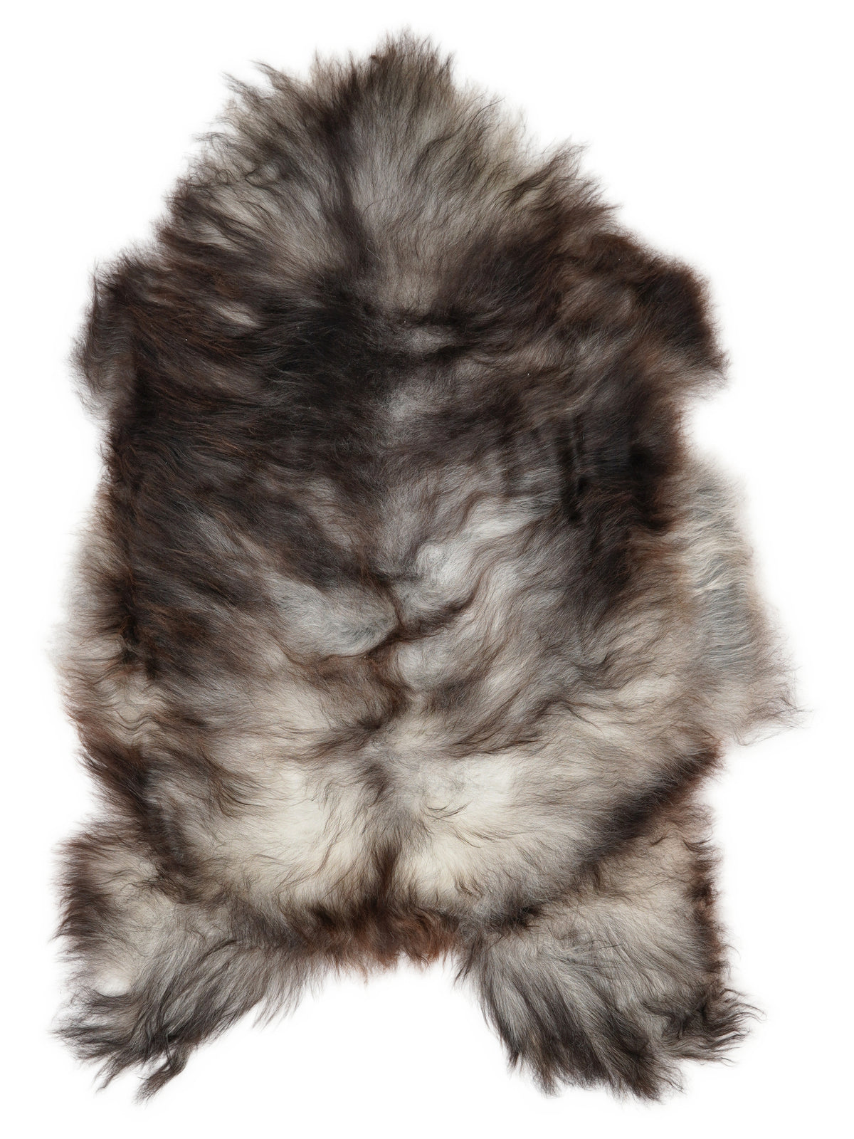 Peau de mouton islandaise grise d’environ 110 × 70 cm, vue de dessus : exactement la peau que vous recevez