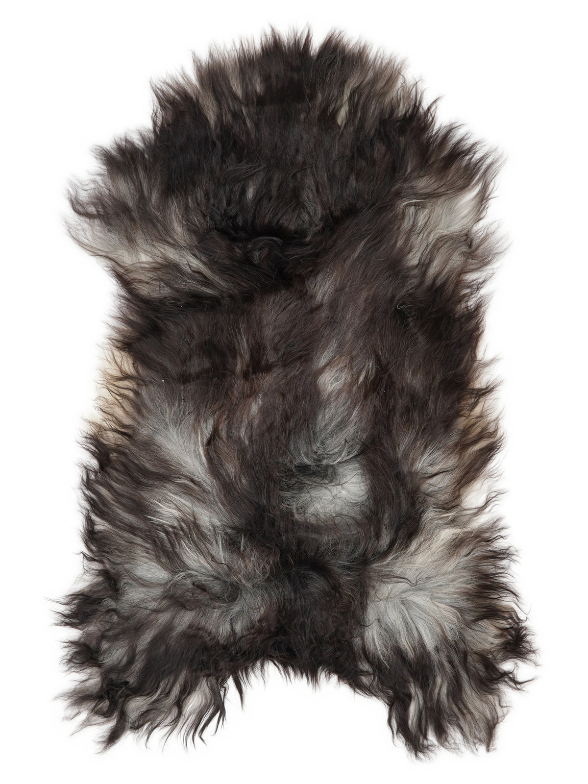 Peau de mouton islandaise grise d’environ 130 × 70 cm, vue de dessus : exactement la peau que vous recevez