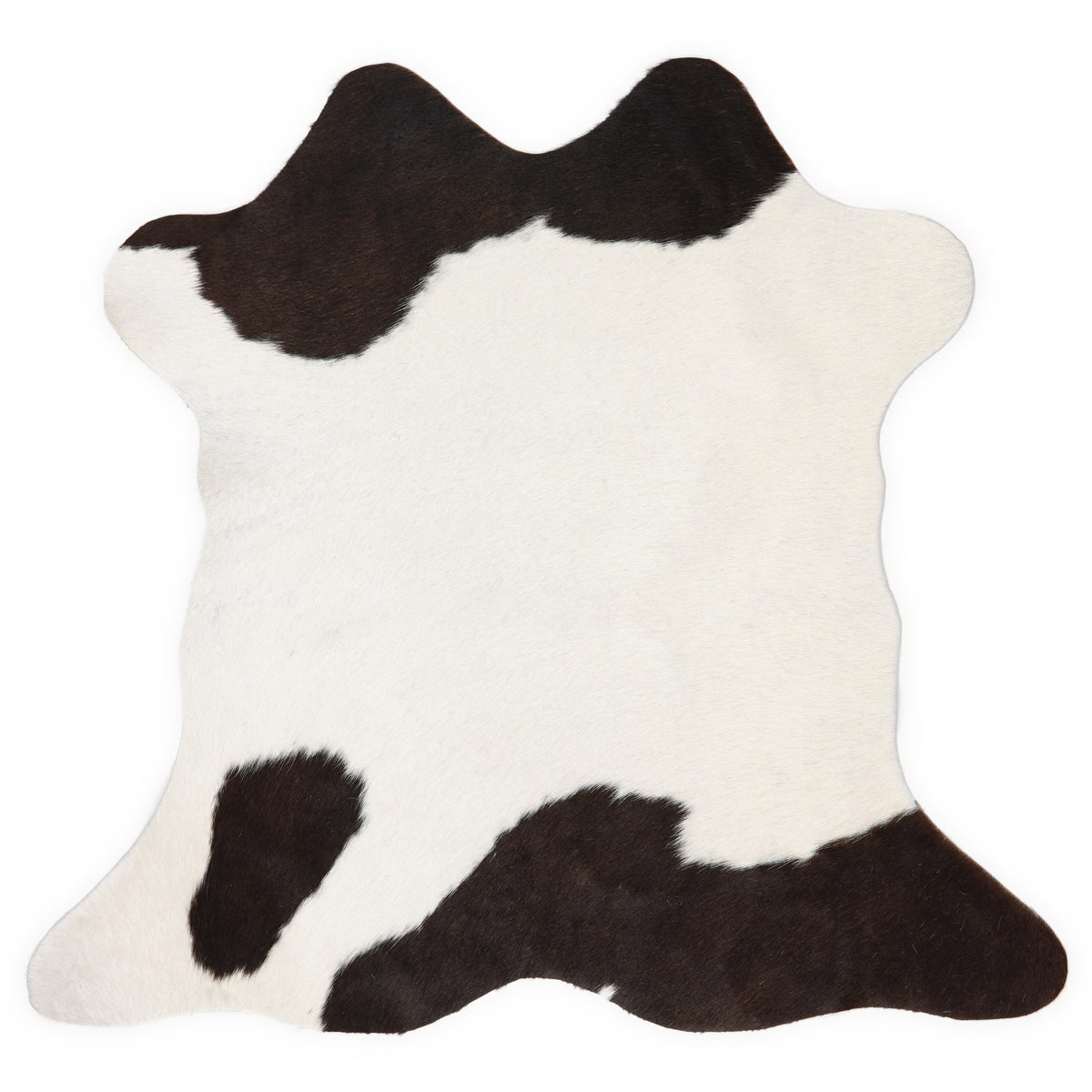 Mini peau de vache d’environ 70 × 70 cm, vue de dessus : exactement la peau que vous recevez
