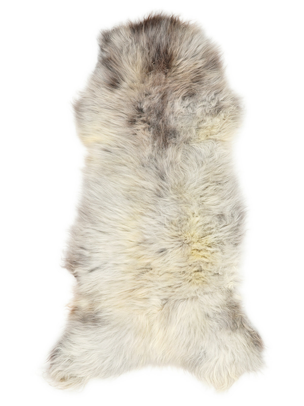 Peau de mouton multicolore britannique d’environ 120 × 55 cm, vue de dessus : exactement la peau que vous recevez