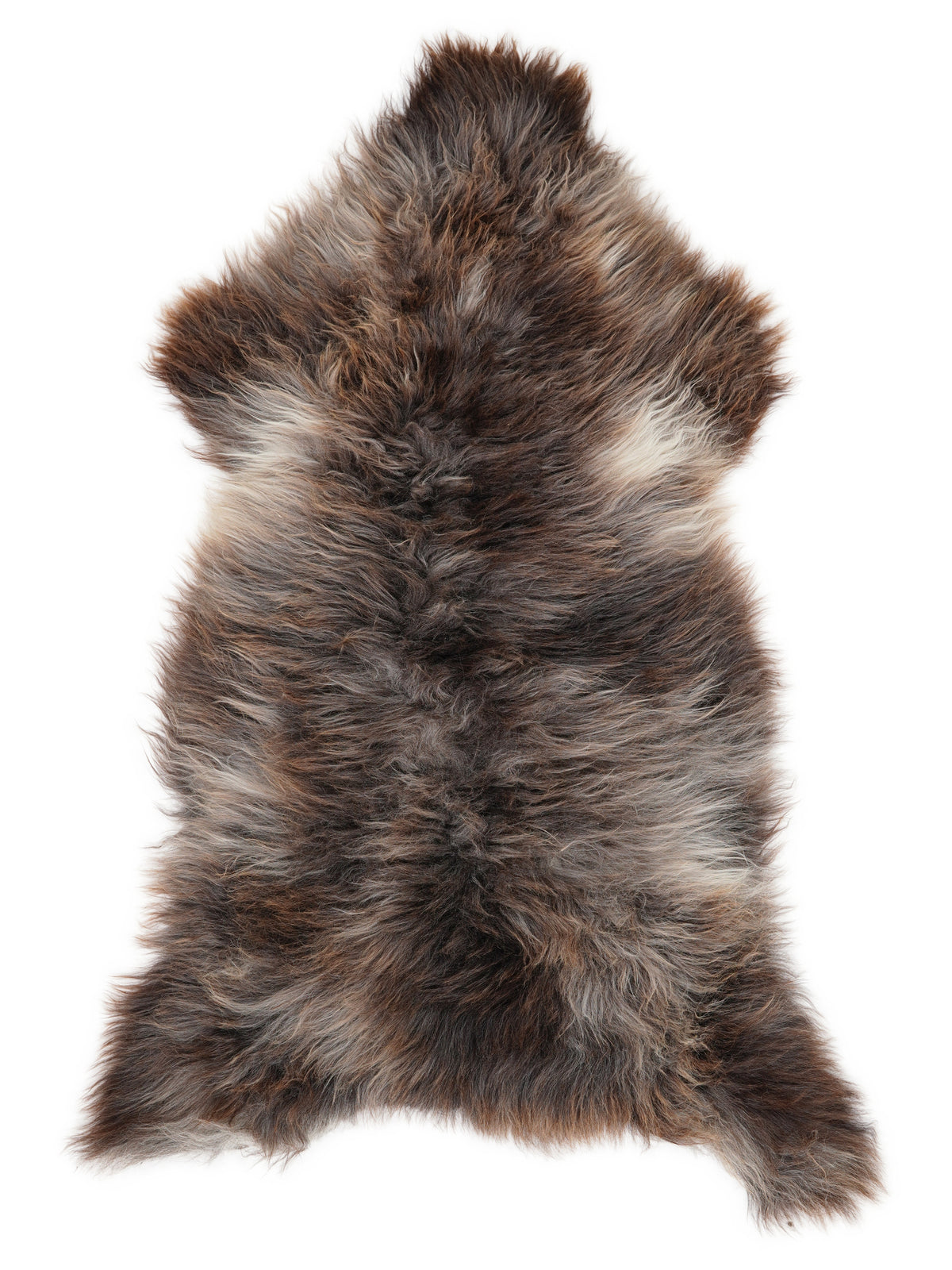 Peau de mouton multicolore britannique d’environ 130 × 65 cm, vue de dessus : exactement la peau que vous recevez