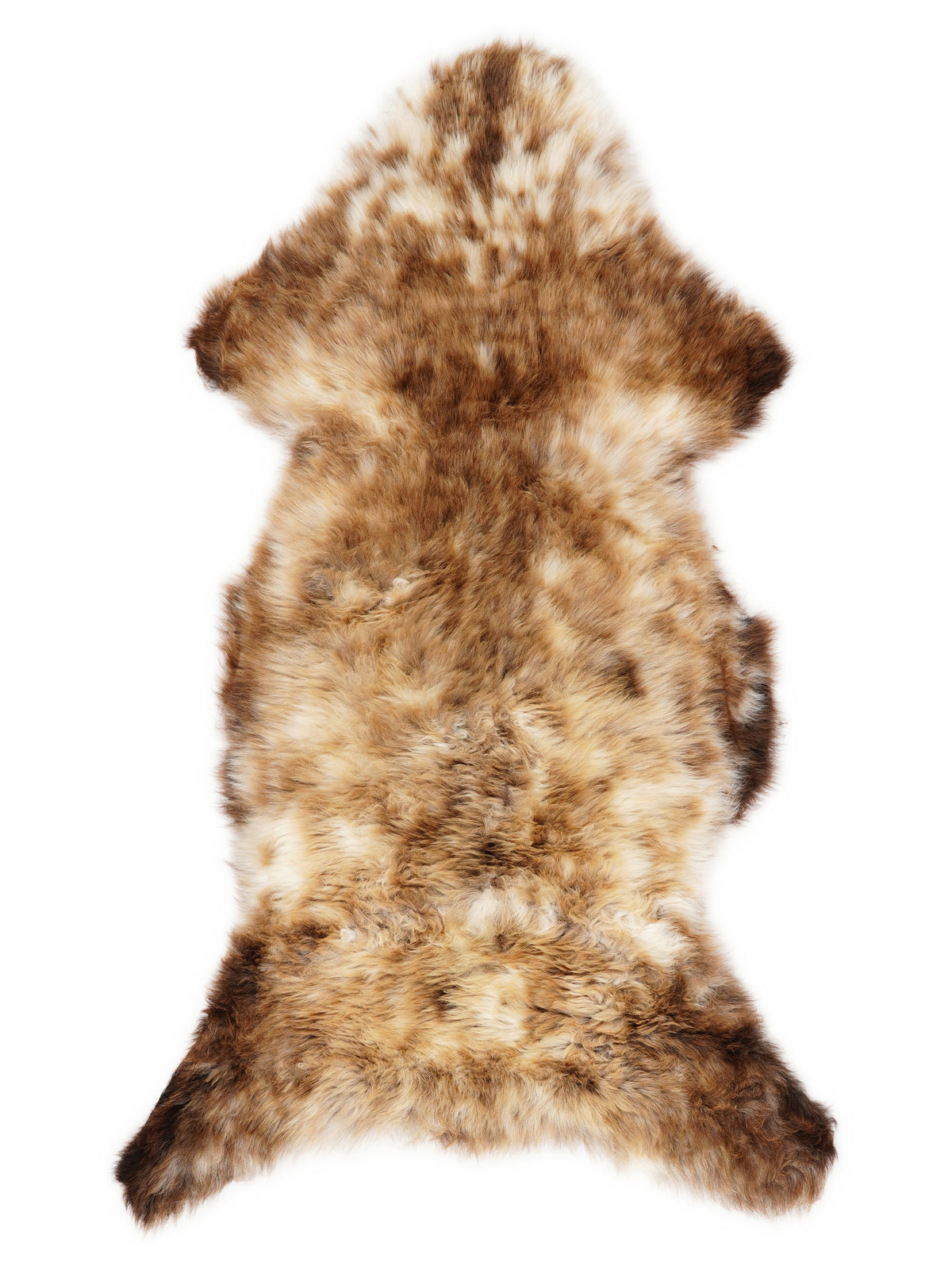 Peau de mouton multicolore britannique d’environ 120 × 50 cm, vue de dessus : exactement la peau que vous recevez