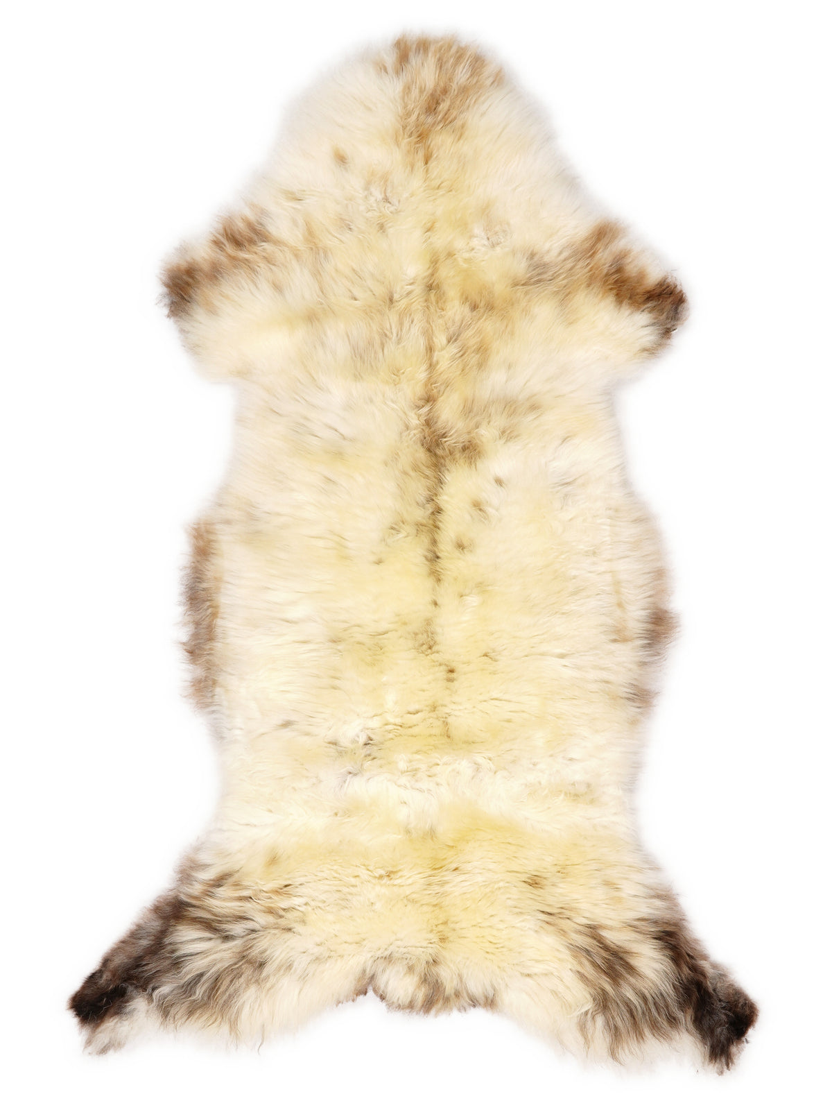 Peau de mouton multicolore britannique d’environ 120 × 55 cm, vue de dessus : exactement la peau que vous recevez