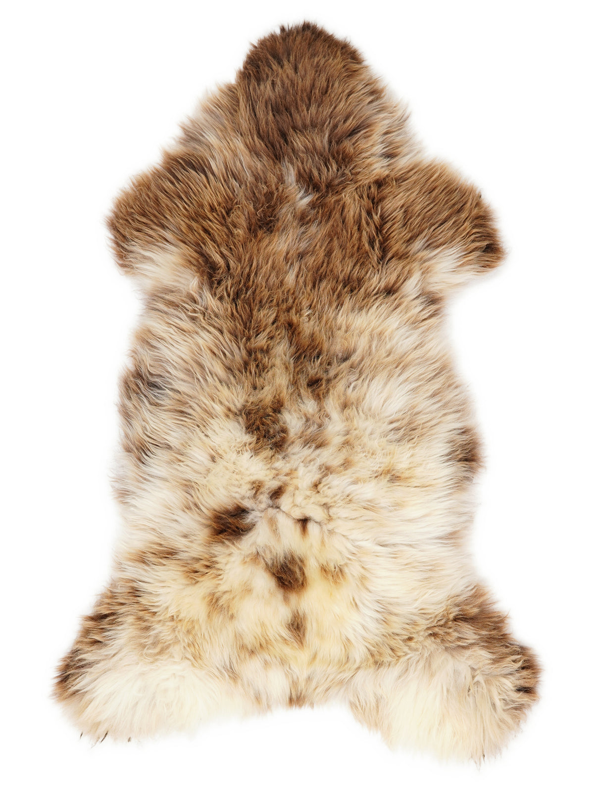 Peau de mouton multicolore britannique d’environ 130 × 60 cm, vue de dessus : exactement la peau que vous recevez
