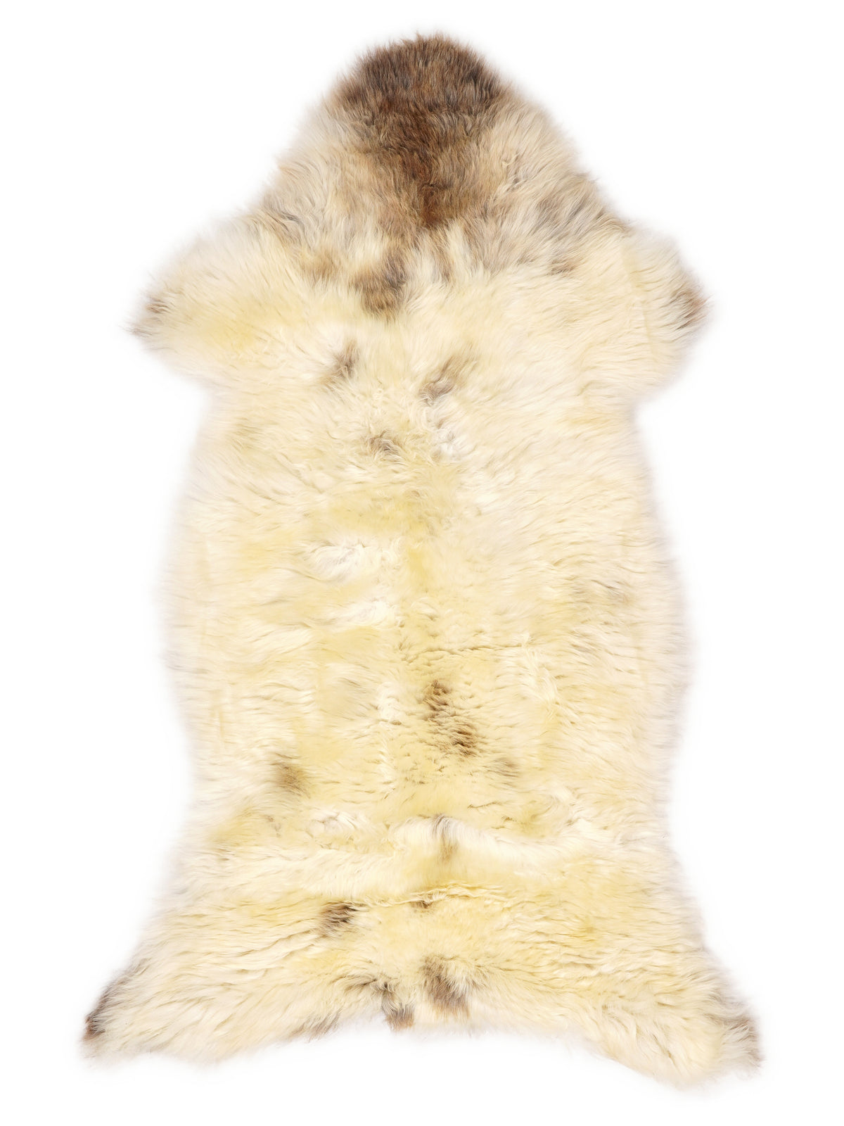 Peau de mouton multicolore britannique d’environ 120 × 60 cm, vue de dessus : exactement la peau que vous recevez