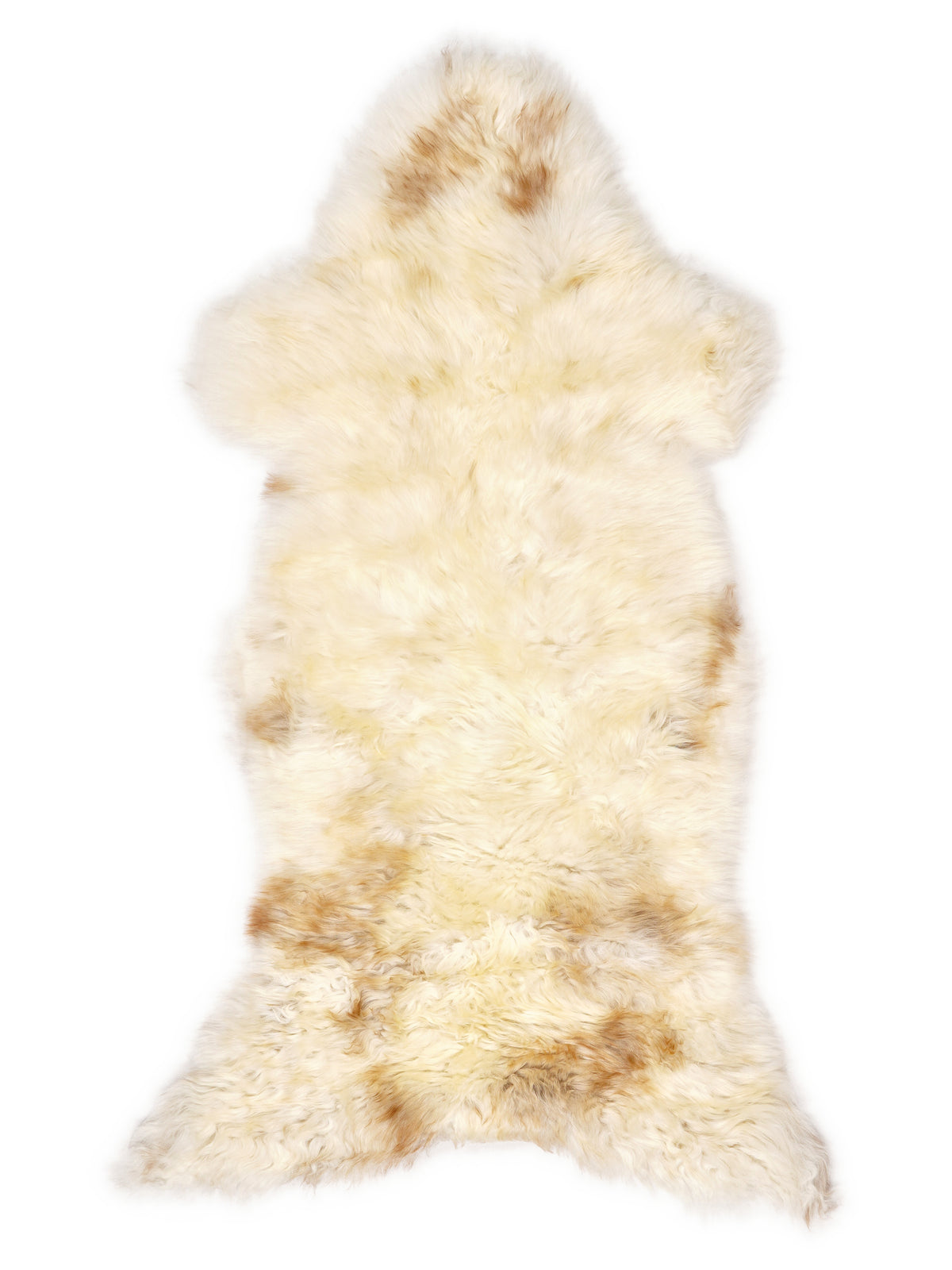 Peau de mouton multicolore britannique d’environ 120 × 55 cm, vue de dessus : exactement la peau que vous recevez