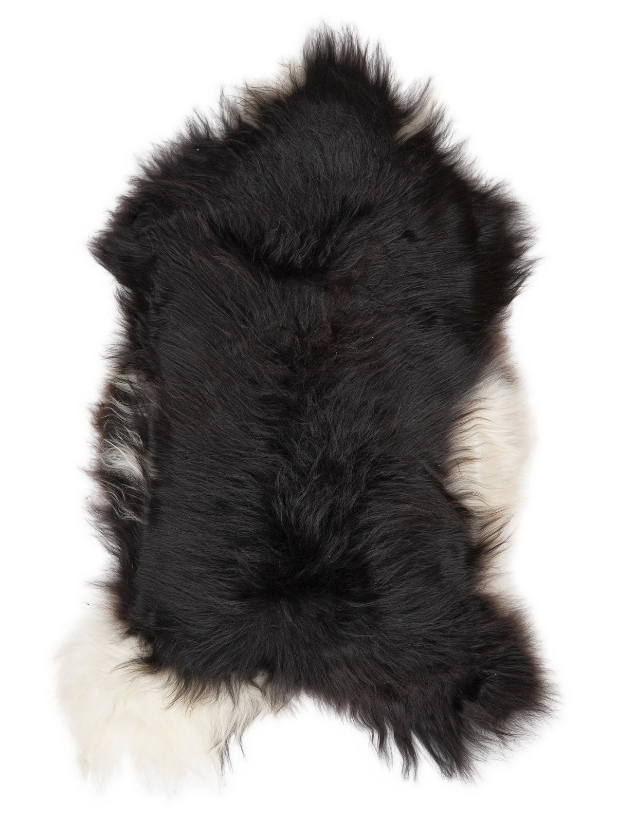 Peau de mouton islandaise multicolore d’environ 120 × 70 cm, vue de dessus : exactement la peau que vous recevez