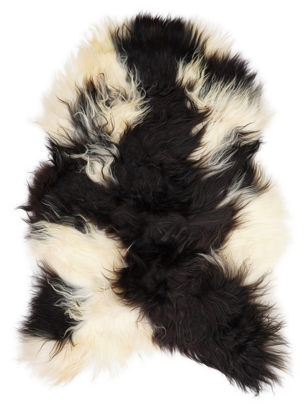 Peau de mouton islandaise multicolore d’environ 130 × 80 cm, vue de dessus : exactement la peau que vous recevez