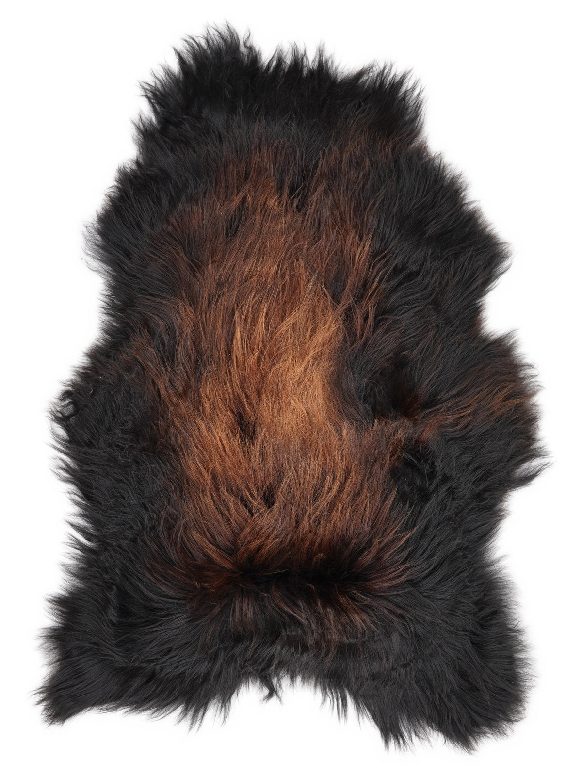 Peau de mouton islandaise multicolore d’environ 120 × 75 cm, vue de dessus : exactement la peau que vous recevez