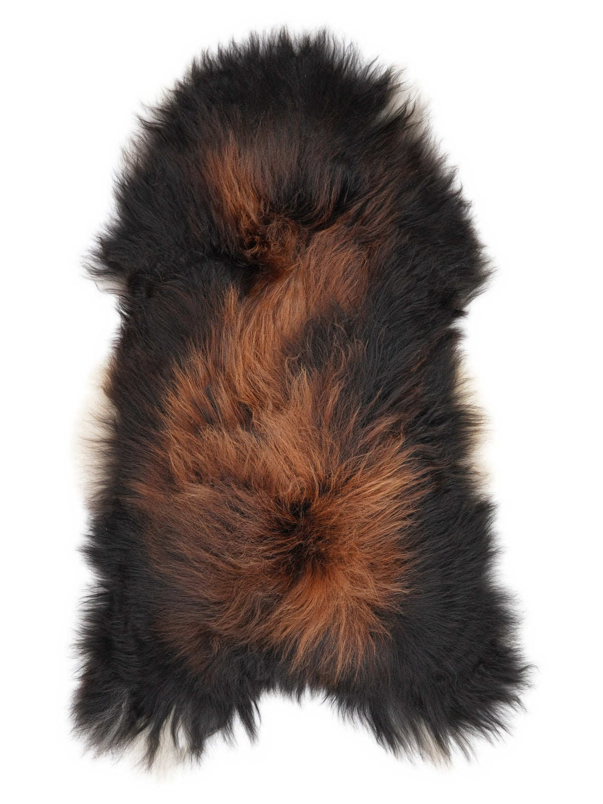 Peau de mouton islandaise multicolore d’environ 130 × 70 cm, vue de dessus : exactement la peau que vous recevez