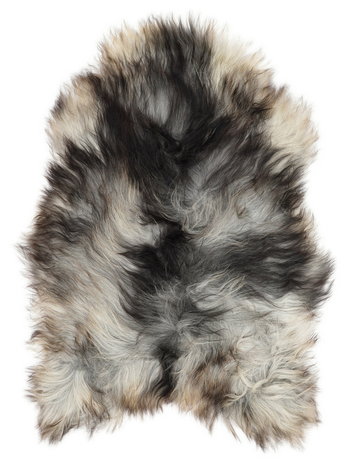 Peau de mouton islandaise grise d’environ 120 × 80 cm, vue de dessus : exactement la peau que vous recevez