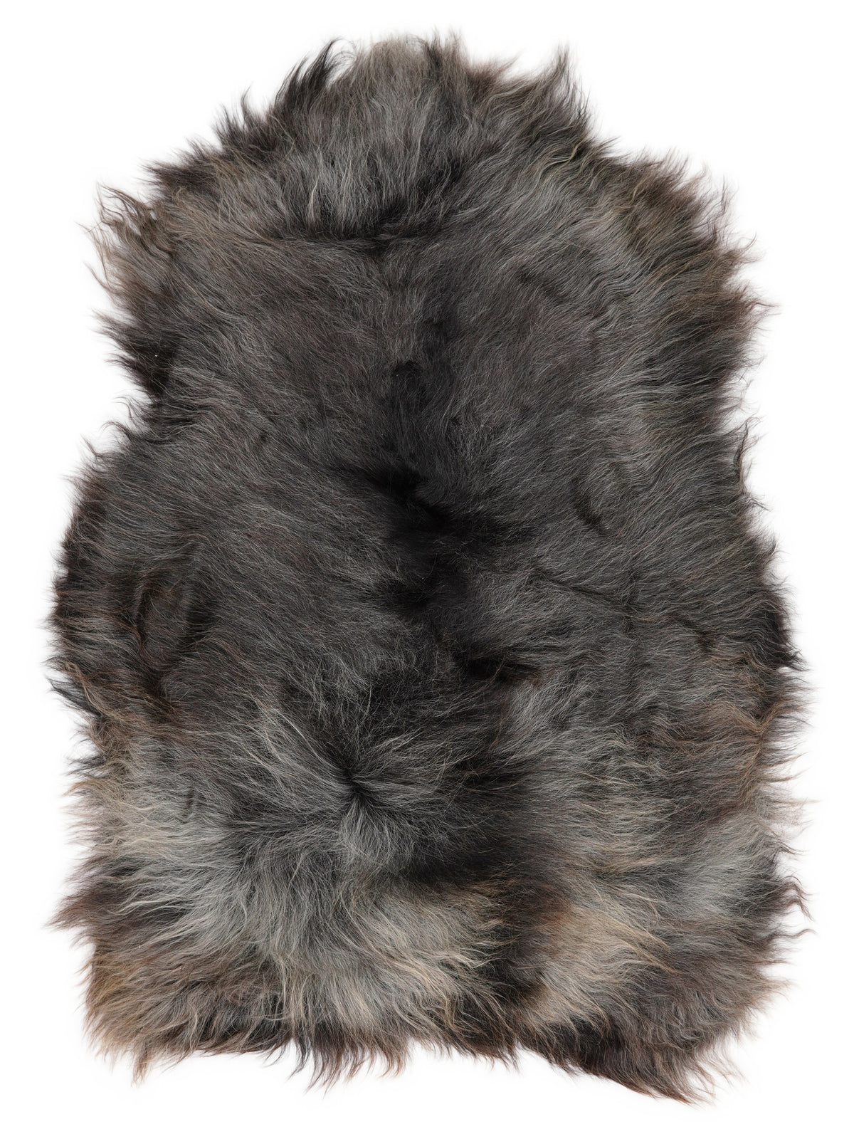 Peau de mouton islandaise grise d’environ 120 × 80 cm, vue de dessus : exactement la peau que vous recevez