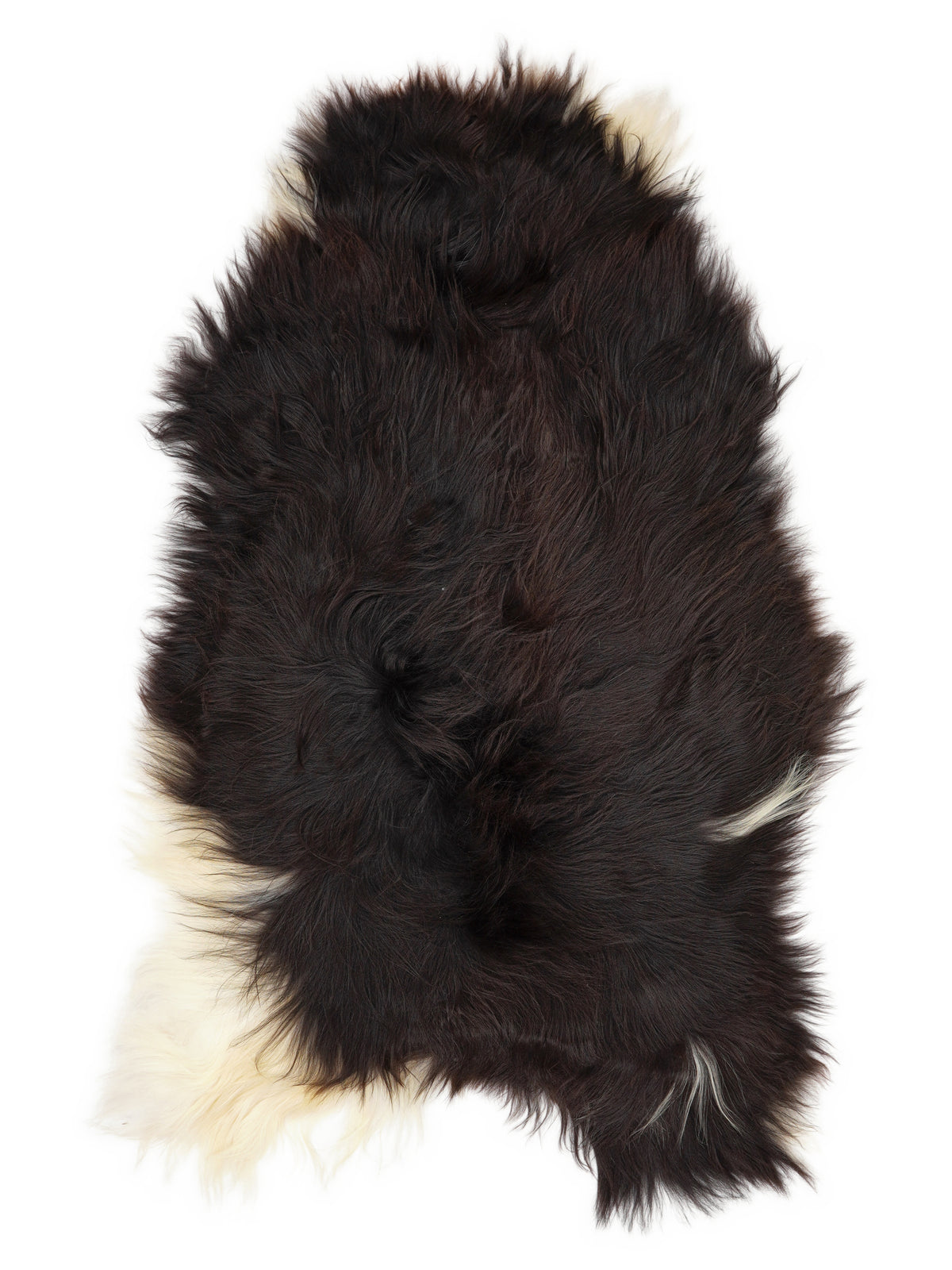 Peau de mouton islandaise multicolore d’environ 120 × 70 cm, vue de dessus : exactement la peau que vous recevez