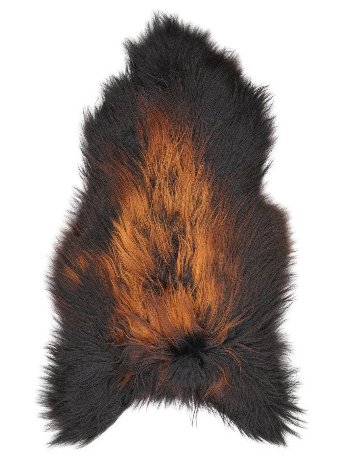 Peau de mouton islandaise multicolore d’environ 130 × 70 cm, vue de dessus : exactement la peau que vous recevez