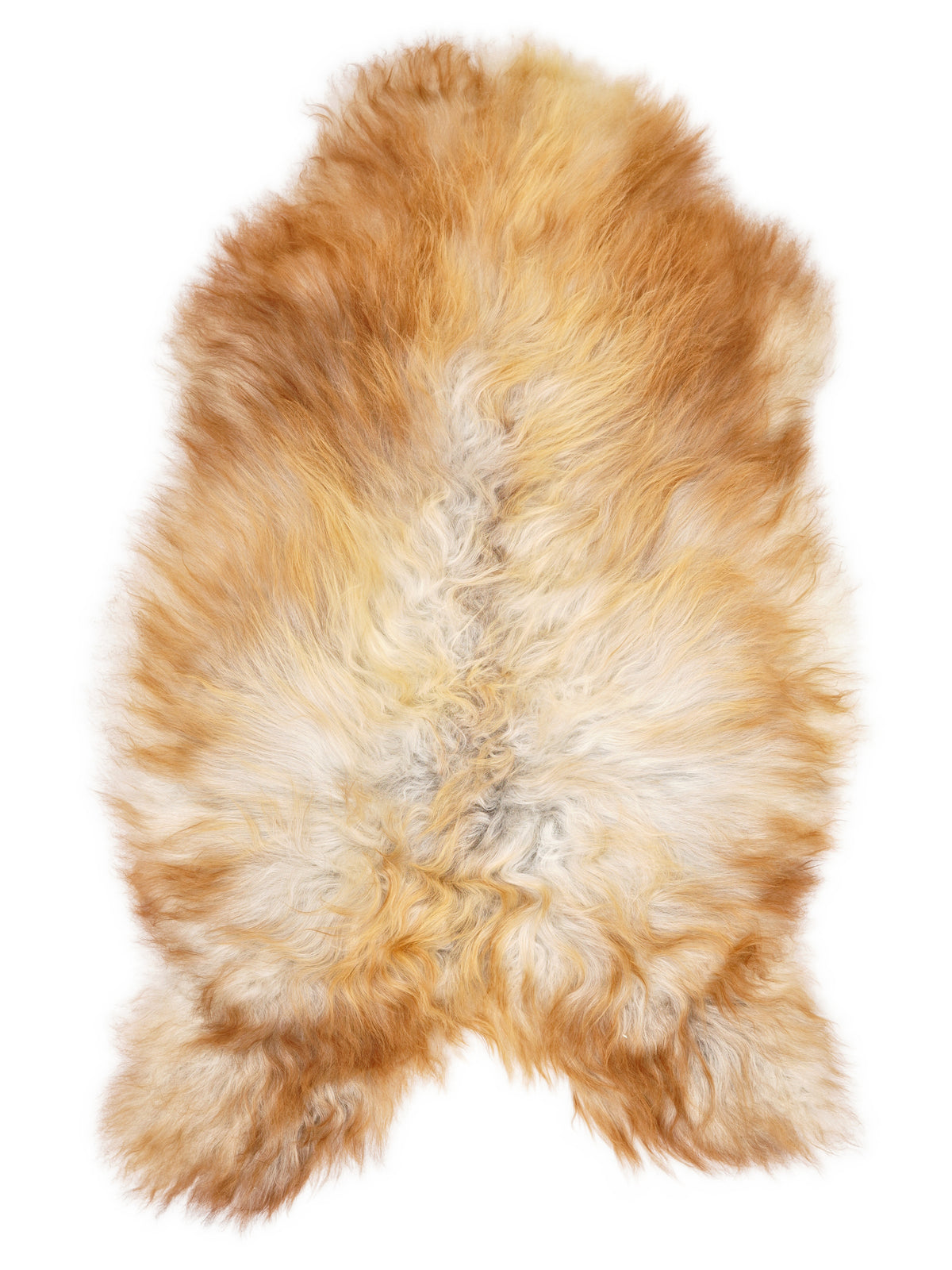 Peau de mouton islandaise multicolore d’environ 130 × 80 cm, vue de dessus : exactement la peau que vous recevez