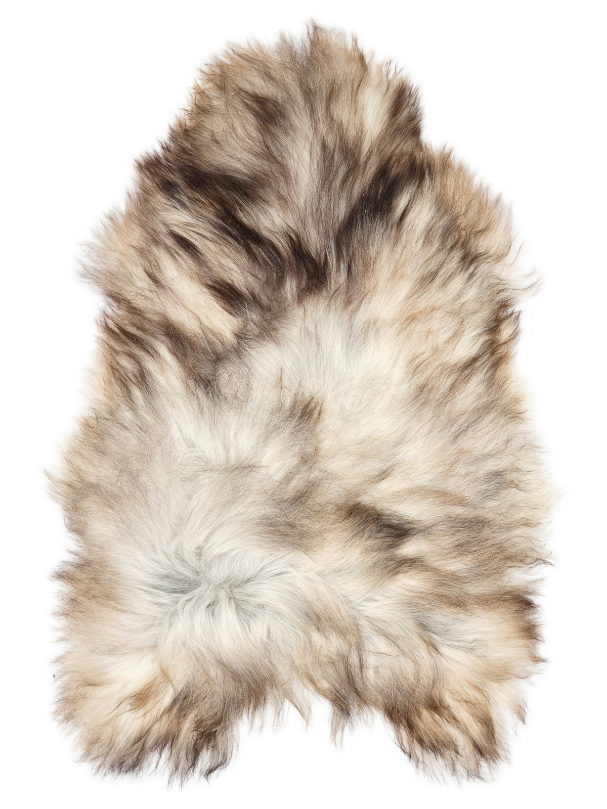 Peau de mouton islandaise grise d’environ 130 × 85 cm, vue de dessus : exactement la peau que vous recevez