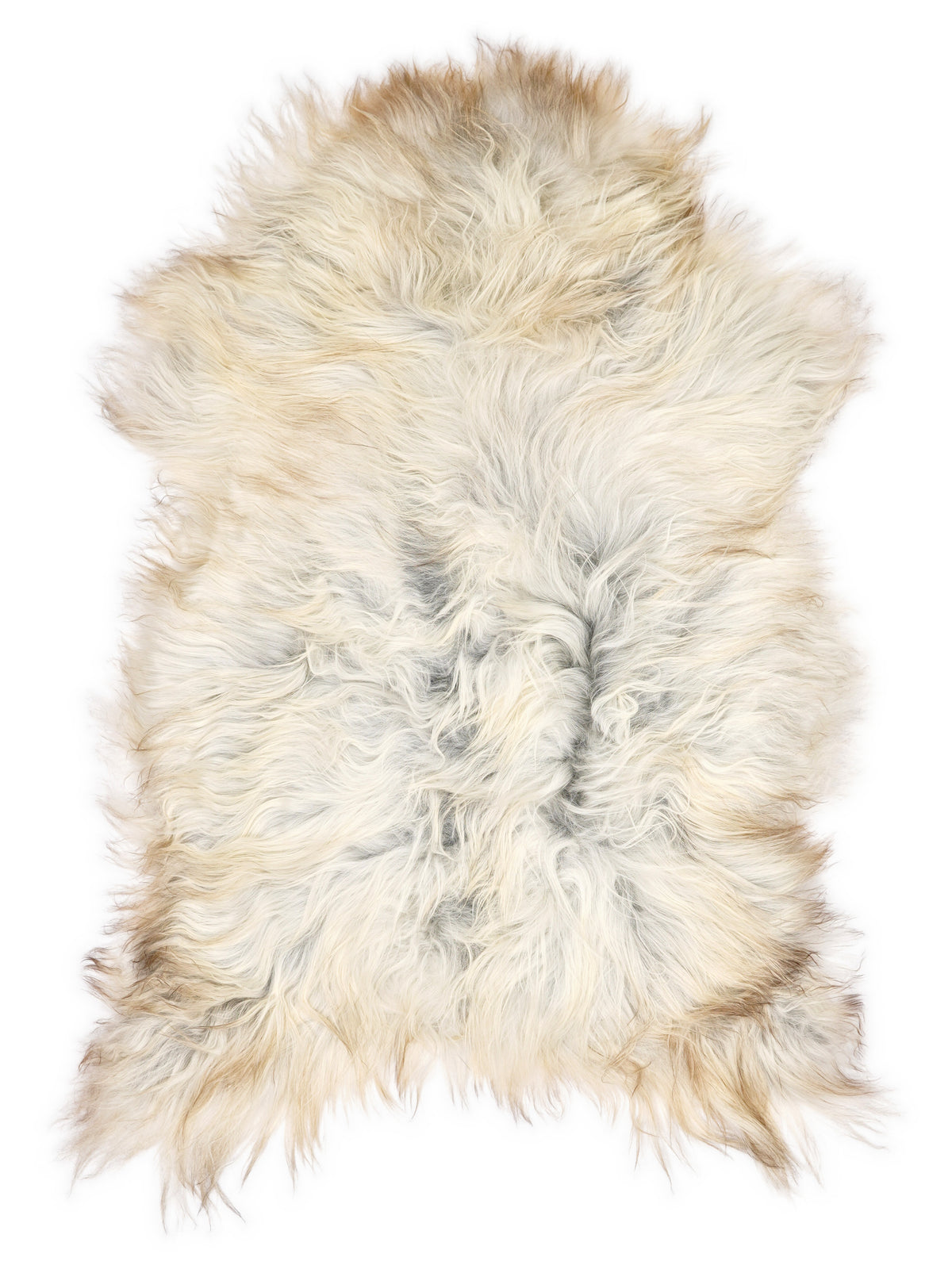 Peau de mouton islandaise grise d’environ 120 × 75 cm, vue de dessus : exactement la peau que vous recevez