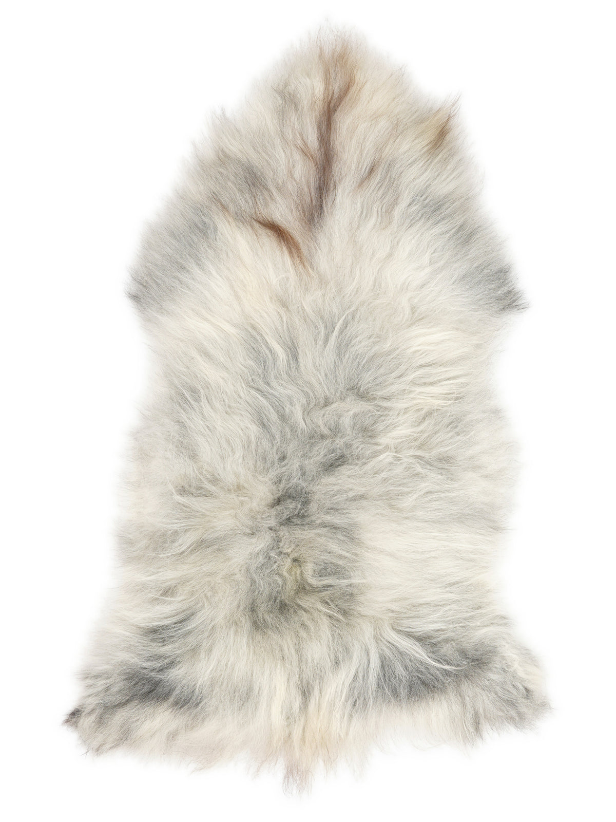 Peau de mouton islandaise grise d’environ 130 × 70 cm, vue de dessus : exactement la peau que vous recevez