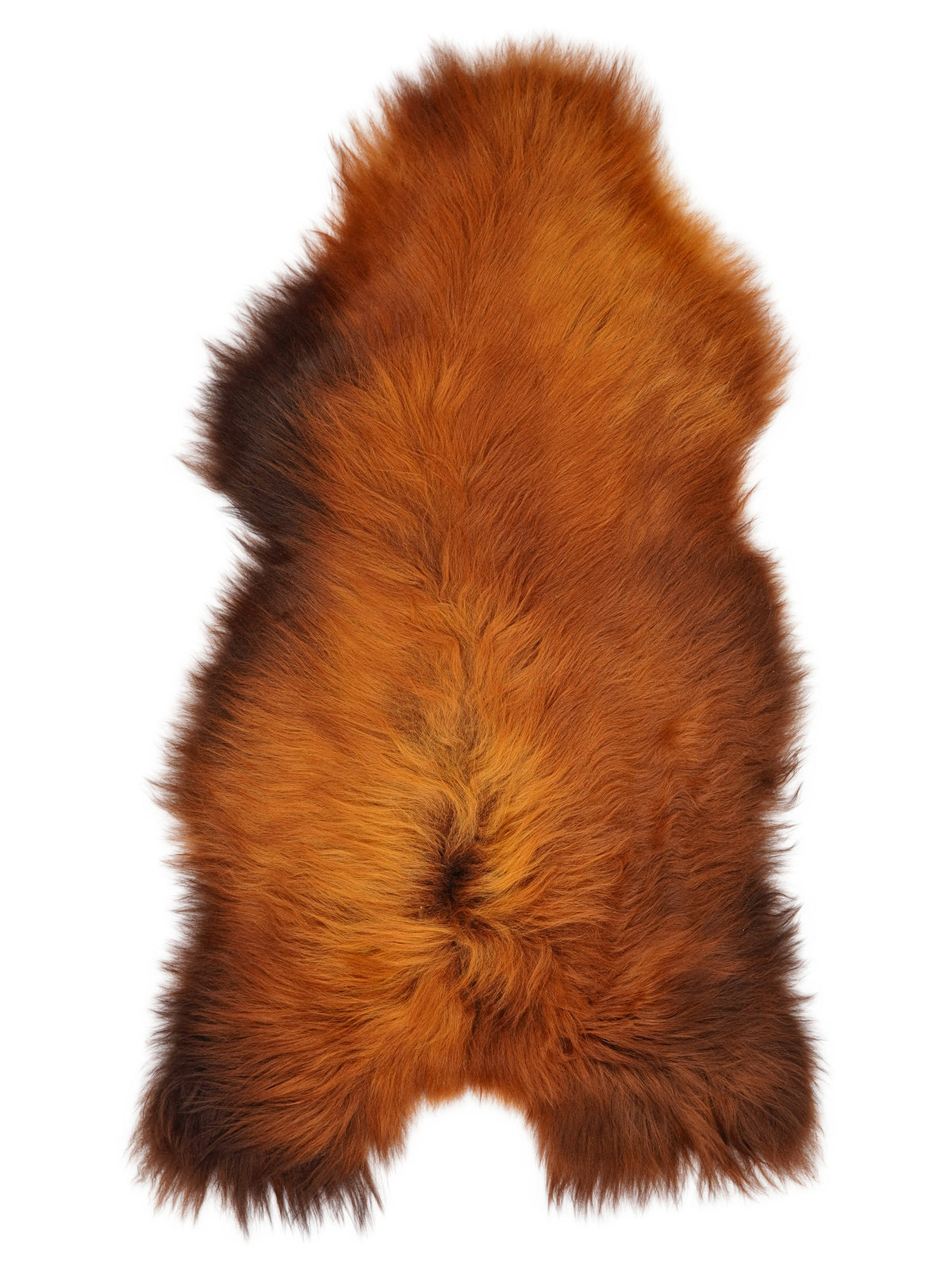 Peau de mouton islandaise Rusty d’environ 125 × 65 cm, vue de dessus : exactement la peau que vous recevez