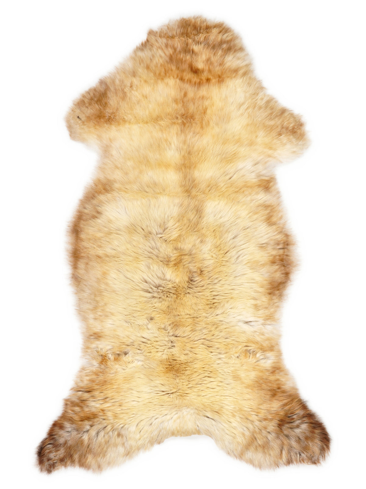 Peau de mouton multicolore britannique d’environ 110 × 55 cm, vue de dessus : exactement la peau que vous recevez