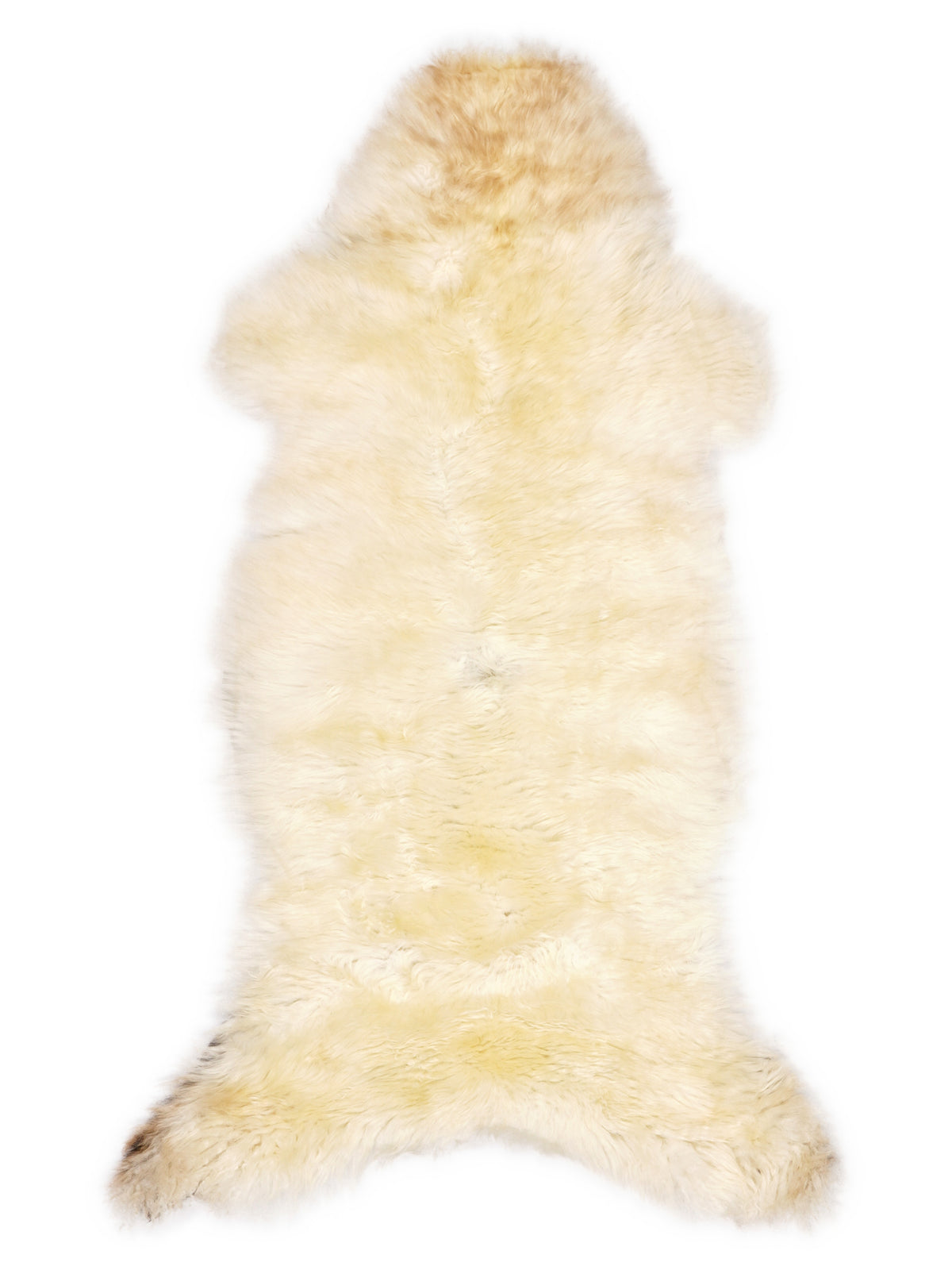 Peau de mouton multicolore britannique d’environ 110 × 50 cm, vue de dessus : exactement la peau que vous recevez