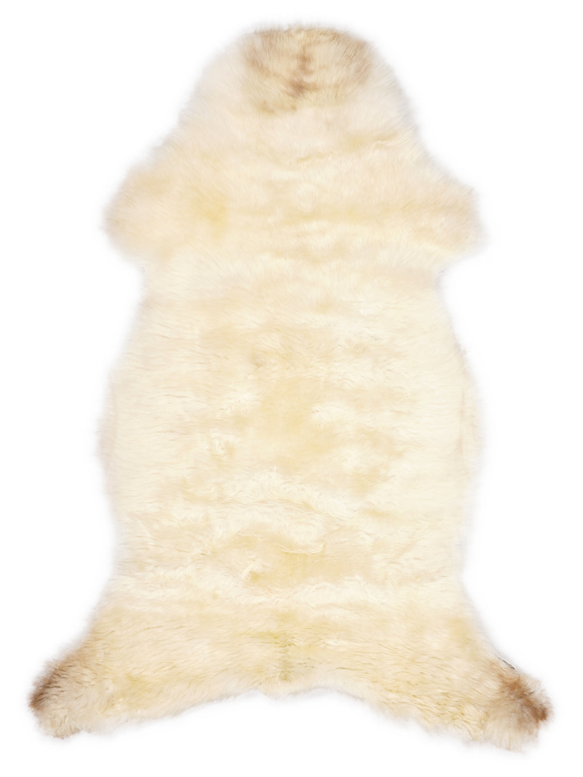 Peau de mouton multicolore britannique d’environ 115 × 60 cm, vue de dessus : exactement la peau que vous recevez