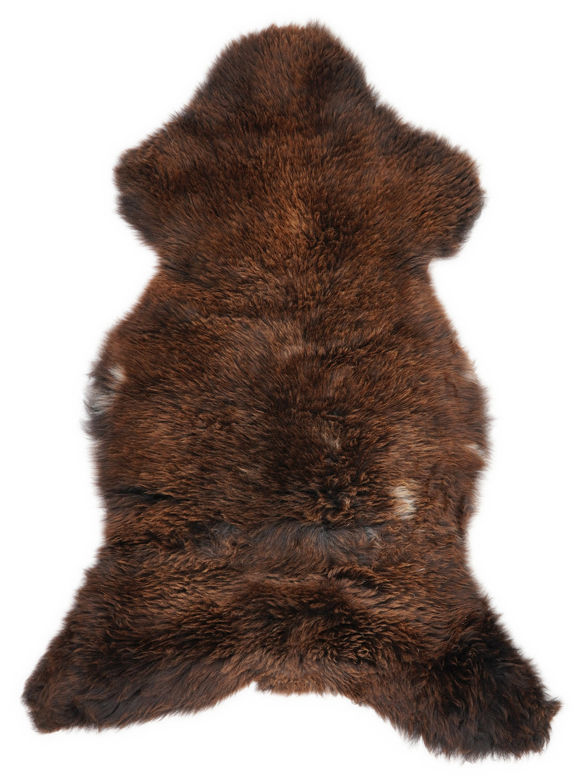 Peau de mouton marron d’environ 120 × 60 cm, vue de dessus : exactement la peau que vous recevez