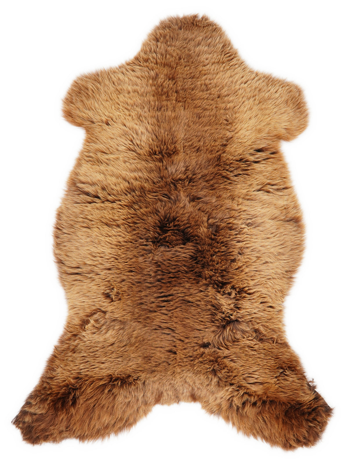 Peau de mouton marron d’environ 120 × 65 cm, vue de dessus : exactement la peau que vous recevez