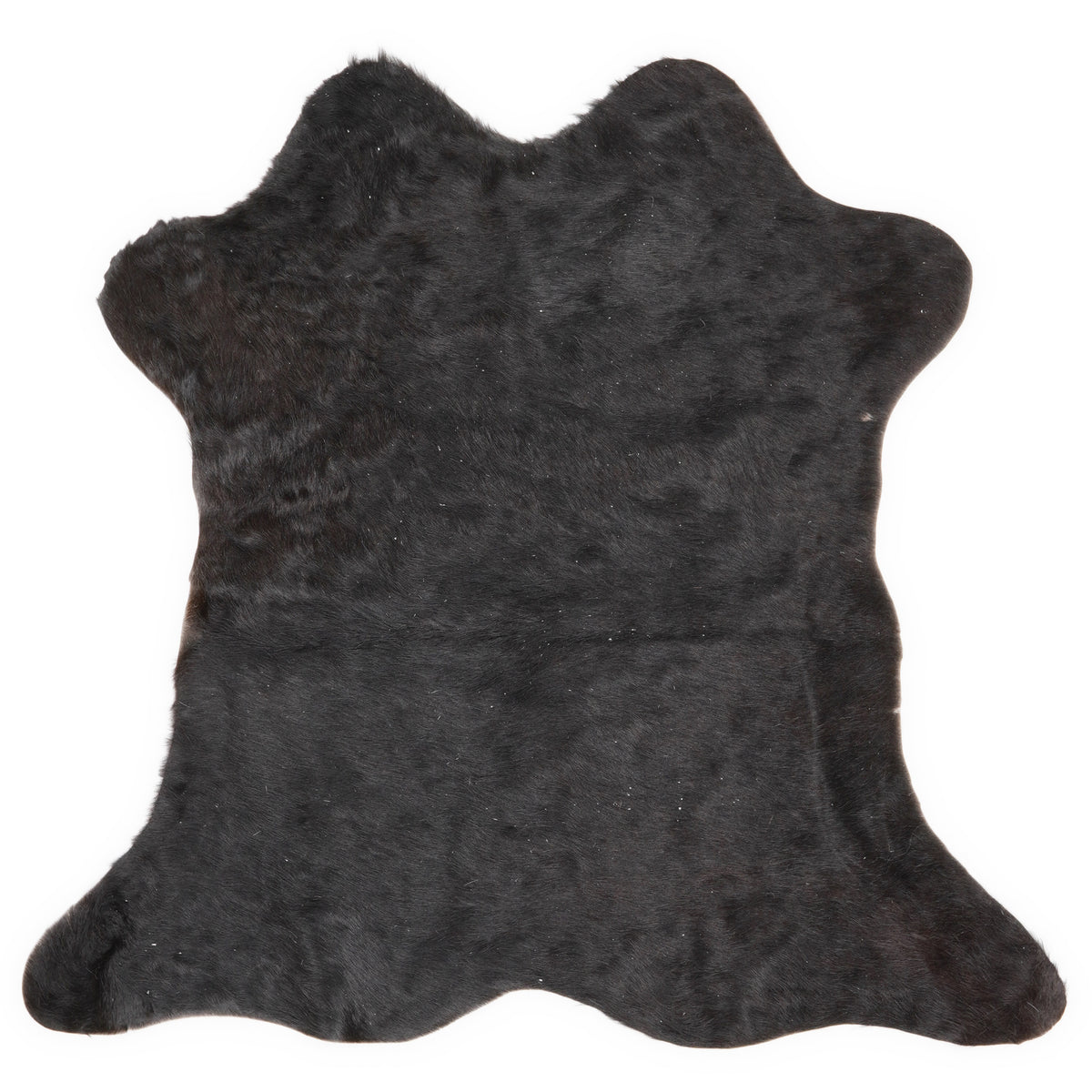 Mini peau de vache d’environ 70 × 70 cm, vue de dessus : exactement la peau que vous recevez